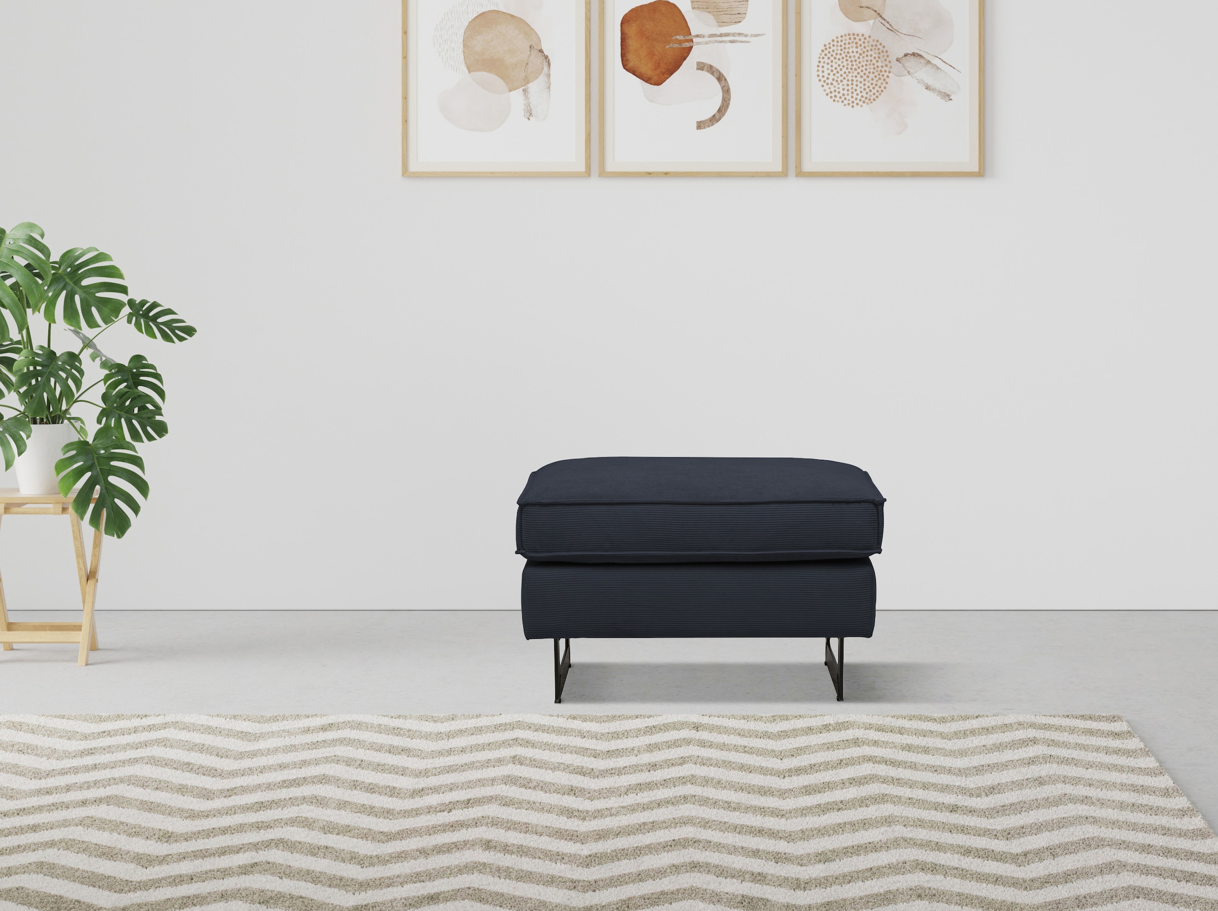 PLACES OF STYLE Polsterhocker »Pinto« mit Keder, Metallfüßen und auch in Cord Bezug erhältlich