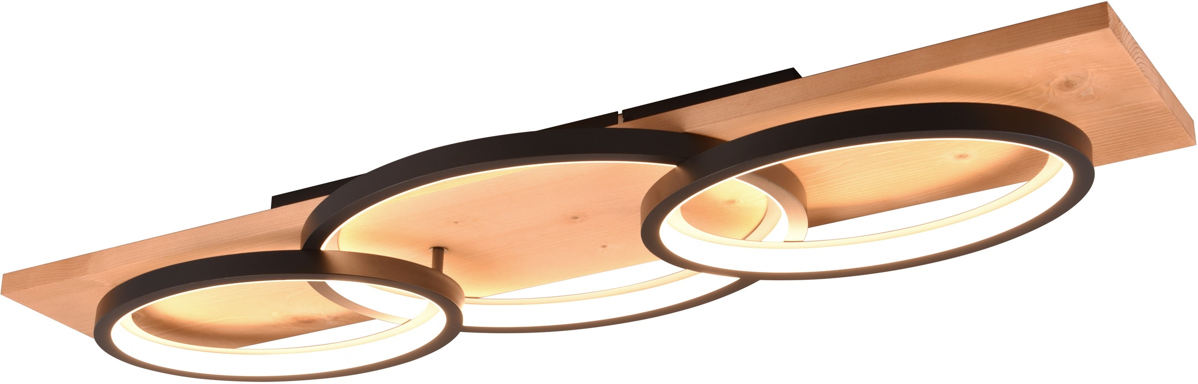 TRIO Leuchten LED Deckenleuchte »BARCA, dimmbare Deckenlampe aus Holz & Met günstig online kaufen