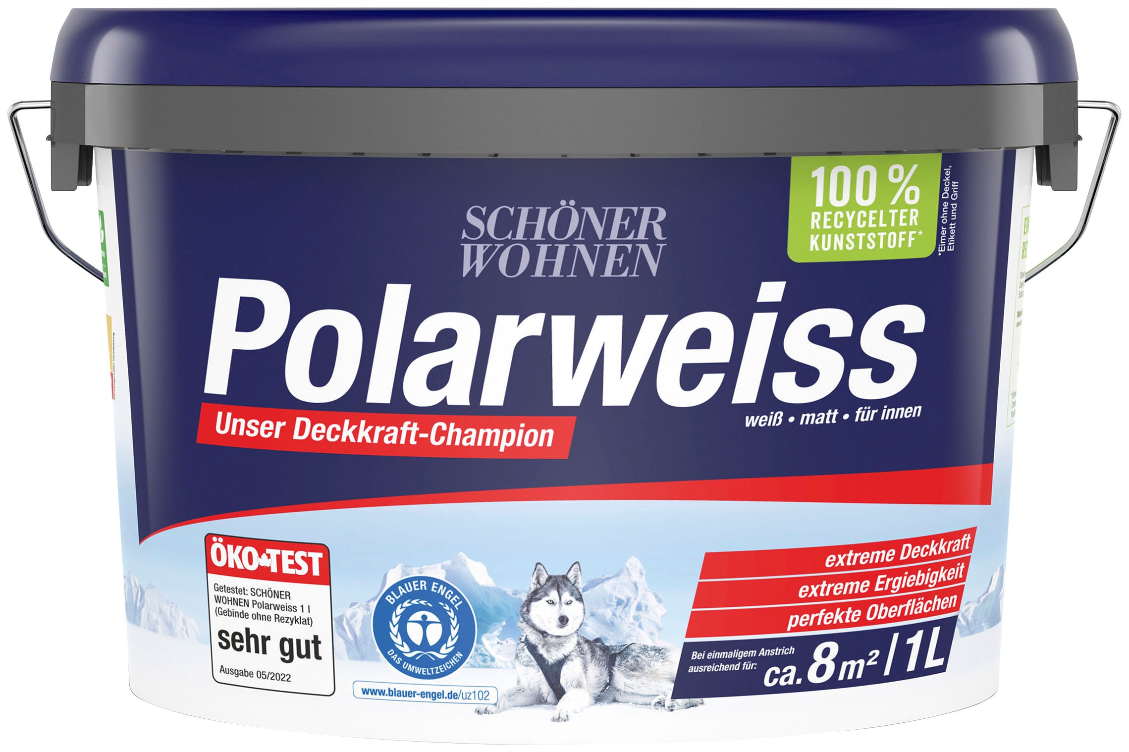 SCHÖNER WOHNEN FARBE Wand- und Deckenfarbe »Polarweiss«, 1 Liter, mit Spritzfrei-Formel - konservierungsmittelfrei