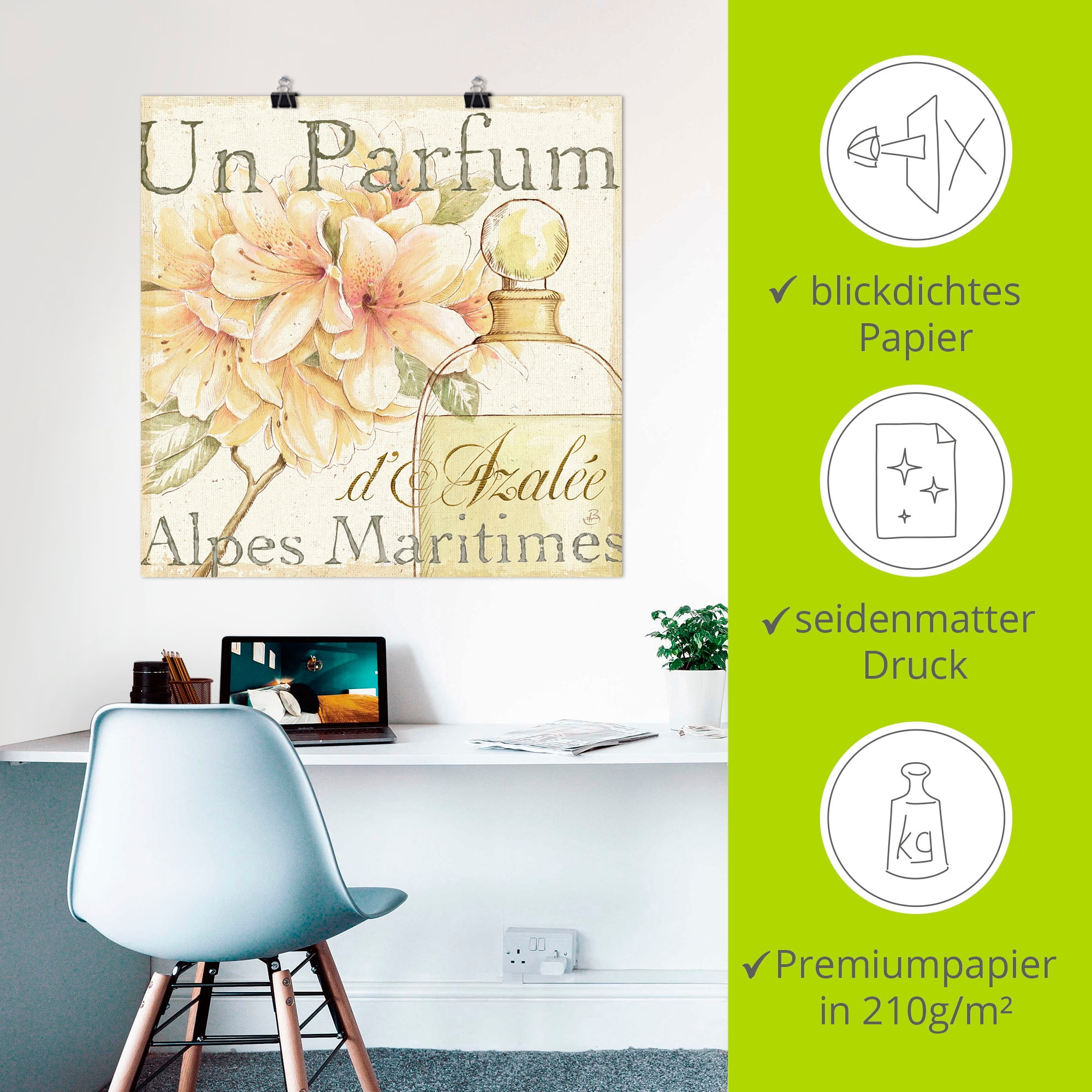Artland Poster »Blumen und Parfum III«, Schilder, (1 St.), als Leinwandbild, Wandaufkleber oder Poster in versch. Größen