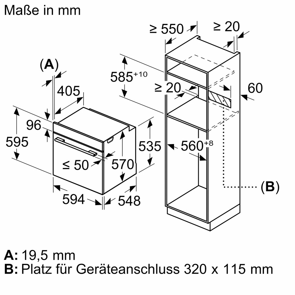 Constructa Backofen-Set »CX5VI602«, CF4A60062, mit Teleskopauszug nachrüstbar