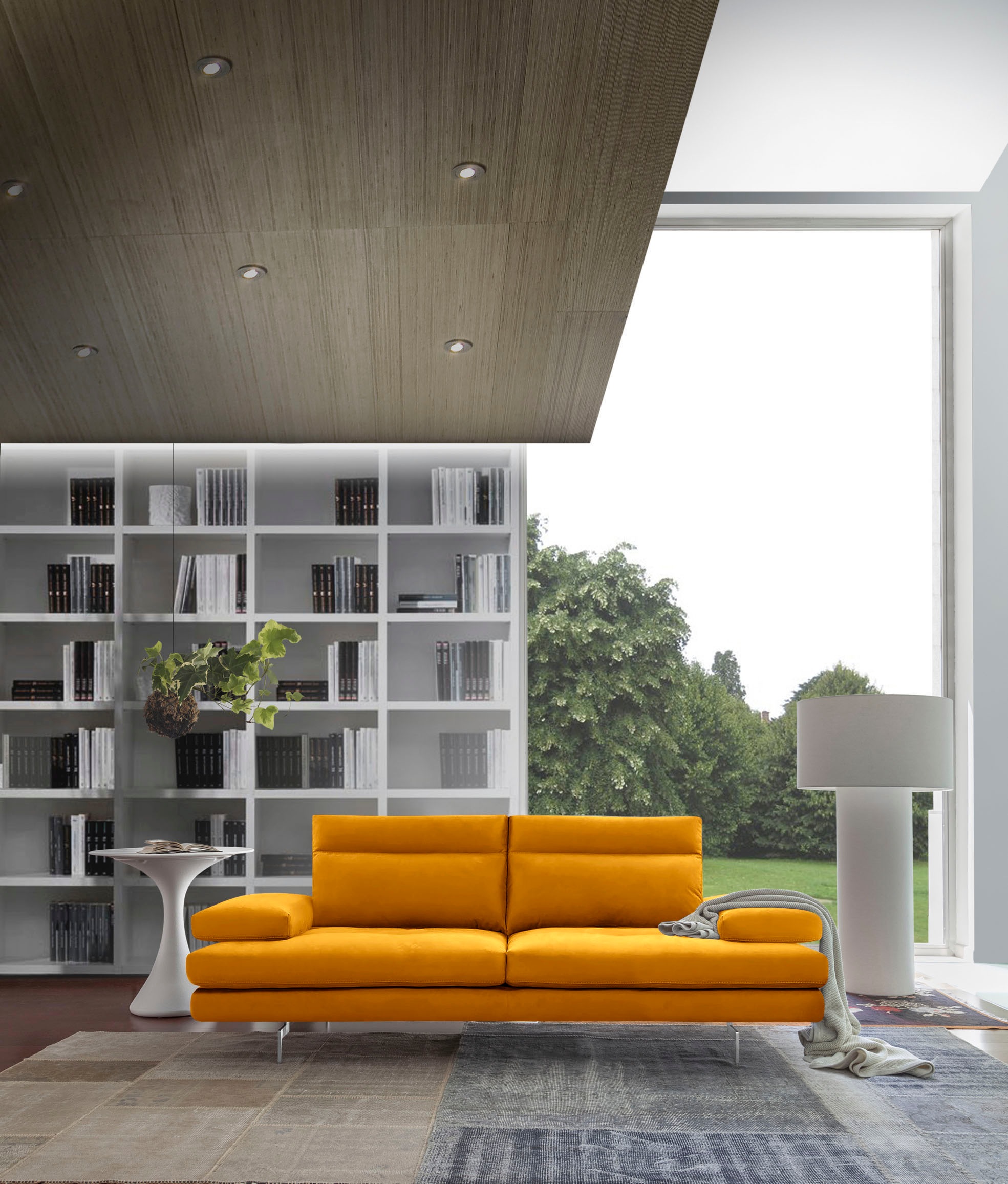 CALIA ITALIA 3-Sitzer »Toby Wing, Designsofa mit hohem Sitzkomfort, bequem und elegant«, inklusive Sitztiefenverstellung, Füße in Chrom glänzend
