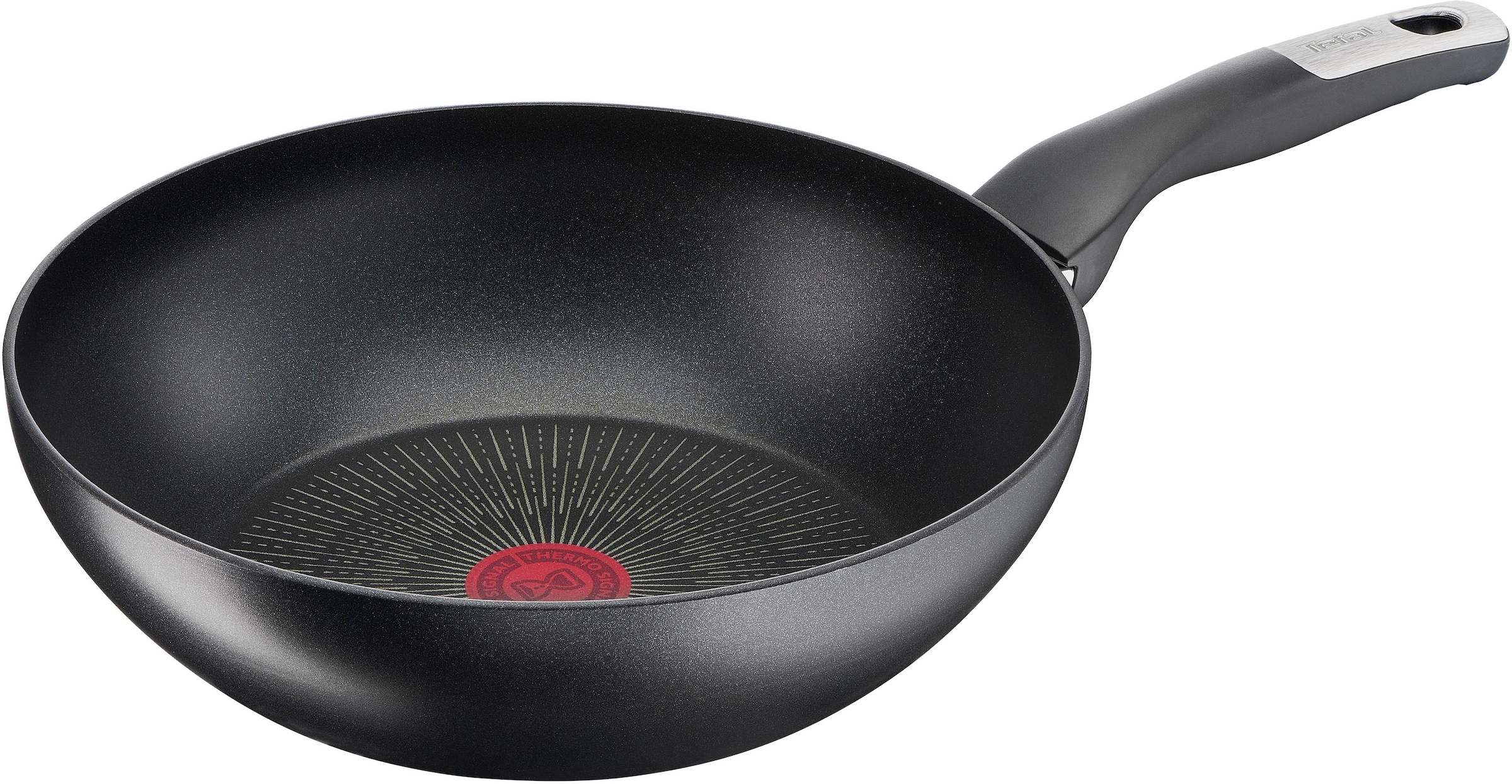Tefal Pfannen-Set »Unlimited Ice Force«, Aluminium, (Set, 5 tlg., je 1 Pfanne Ø 24/28 cm, Wok Ø 28 cm, Kochmesser, Bratwender), kratzfeste Antihaftversiegelung, Thermo-Signal, inkl. Zubehör