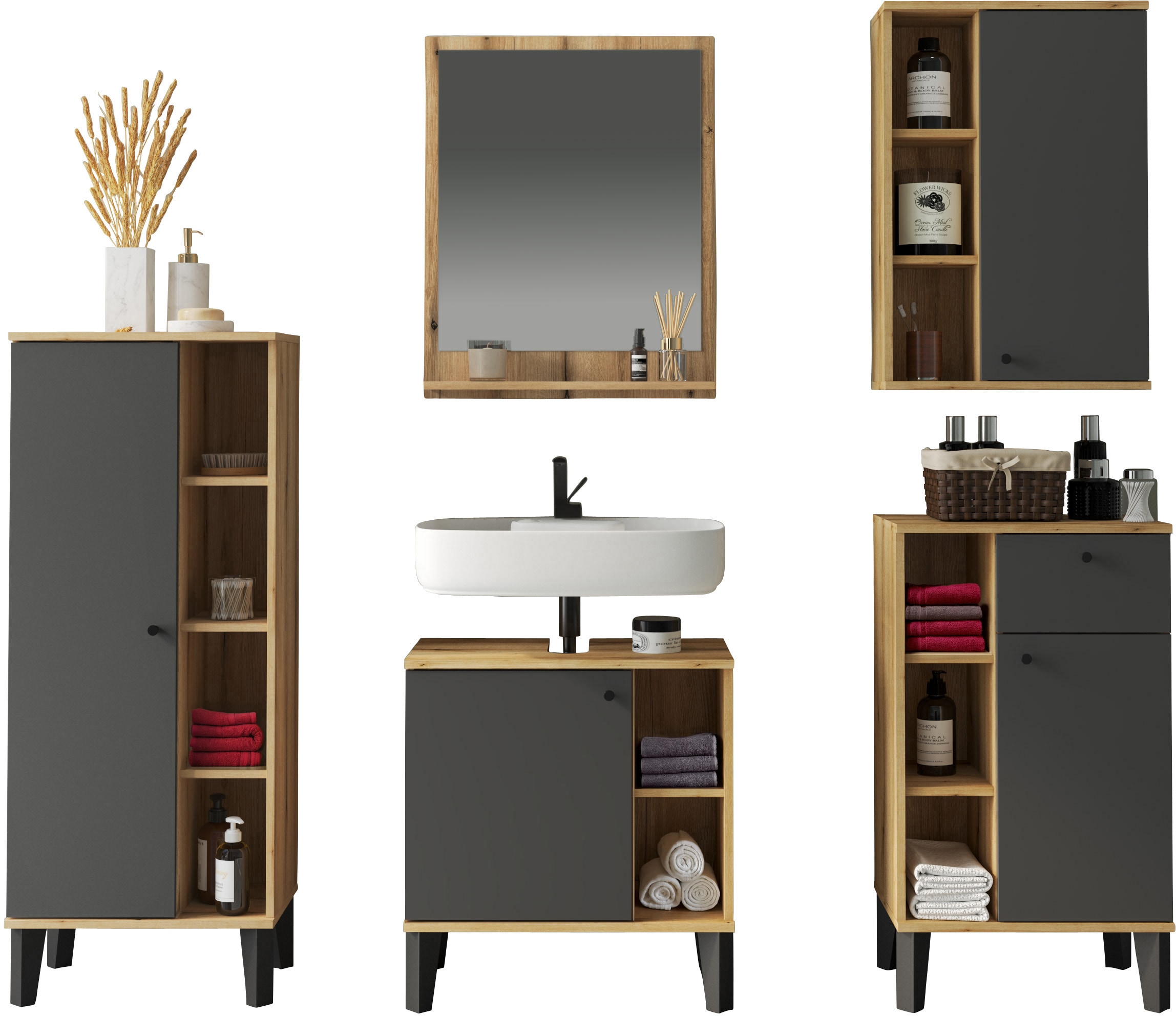 INOSIGN Badmöbel-Set »OSLO, Bad im skandinavischen Design, 5-teiliges Badez günstig online kaufen