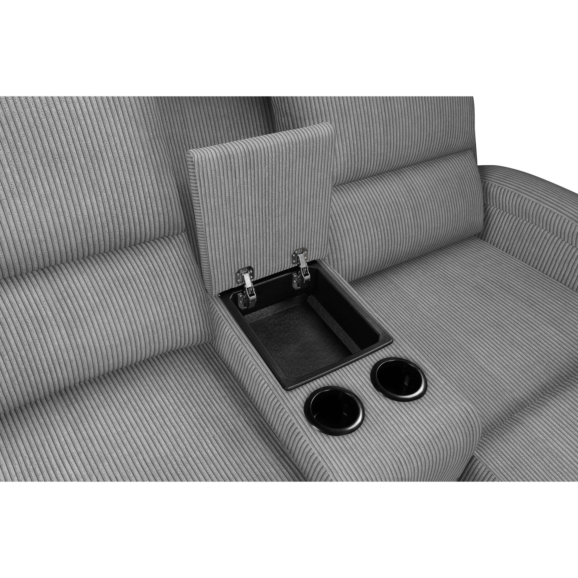 Home affaire Ecksofa »NAPORI Multimediasofa, 3er Kinosessel XXL, L-Form, Cord«, Kinosofa mit Relaxfunktion, Getränkehalter, Staufach und Staukasten