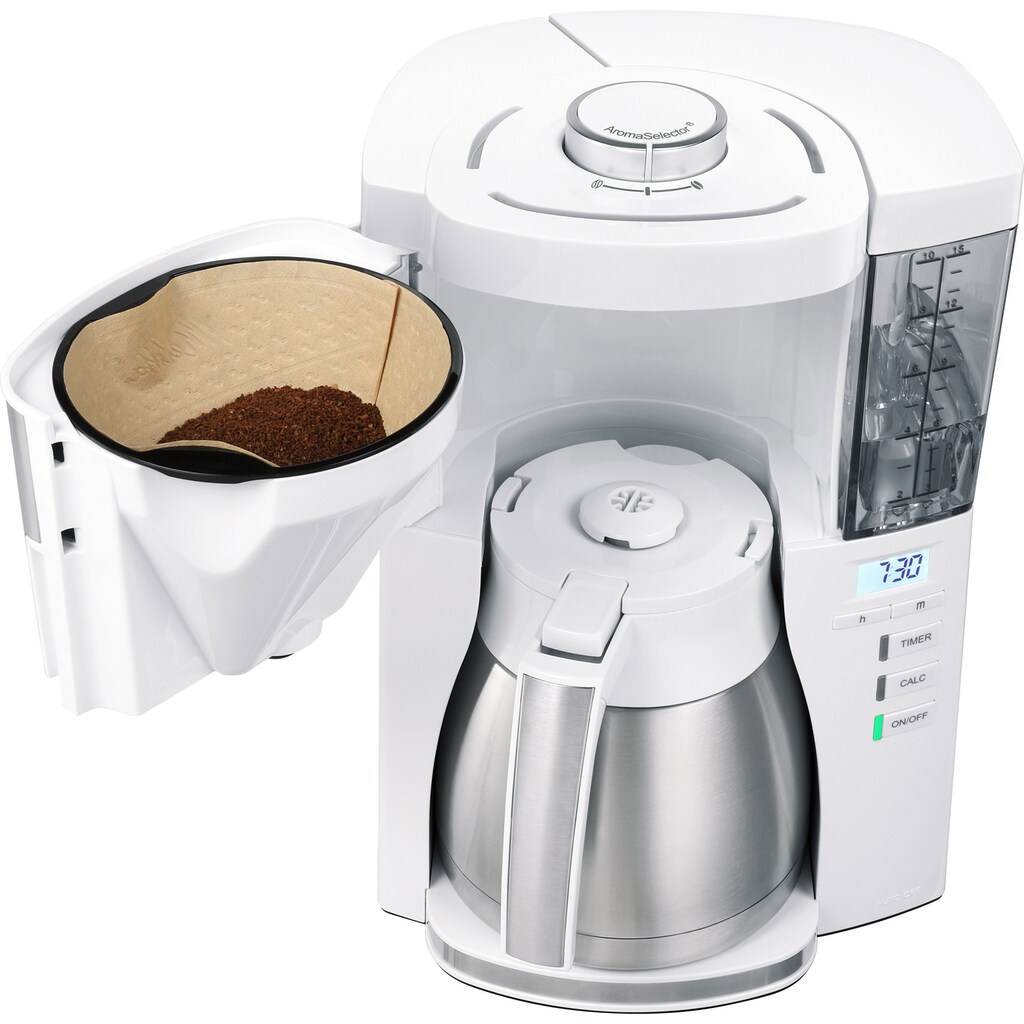 Melitta Filterkaffeemaschine »LOOK® Therm Timer 1025-17 weiß«, 1,25 l Kaffeekanne, Papierfilter, 1x4