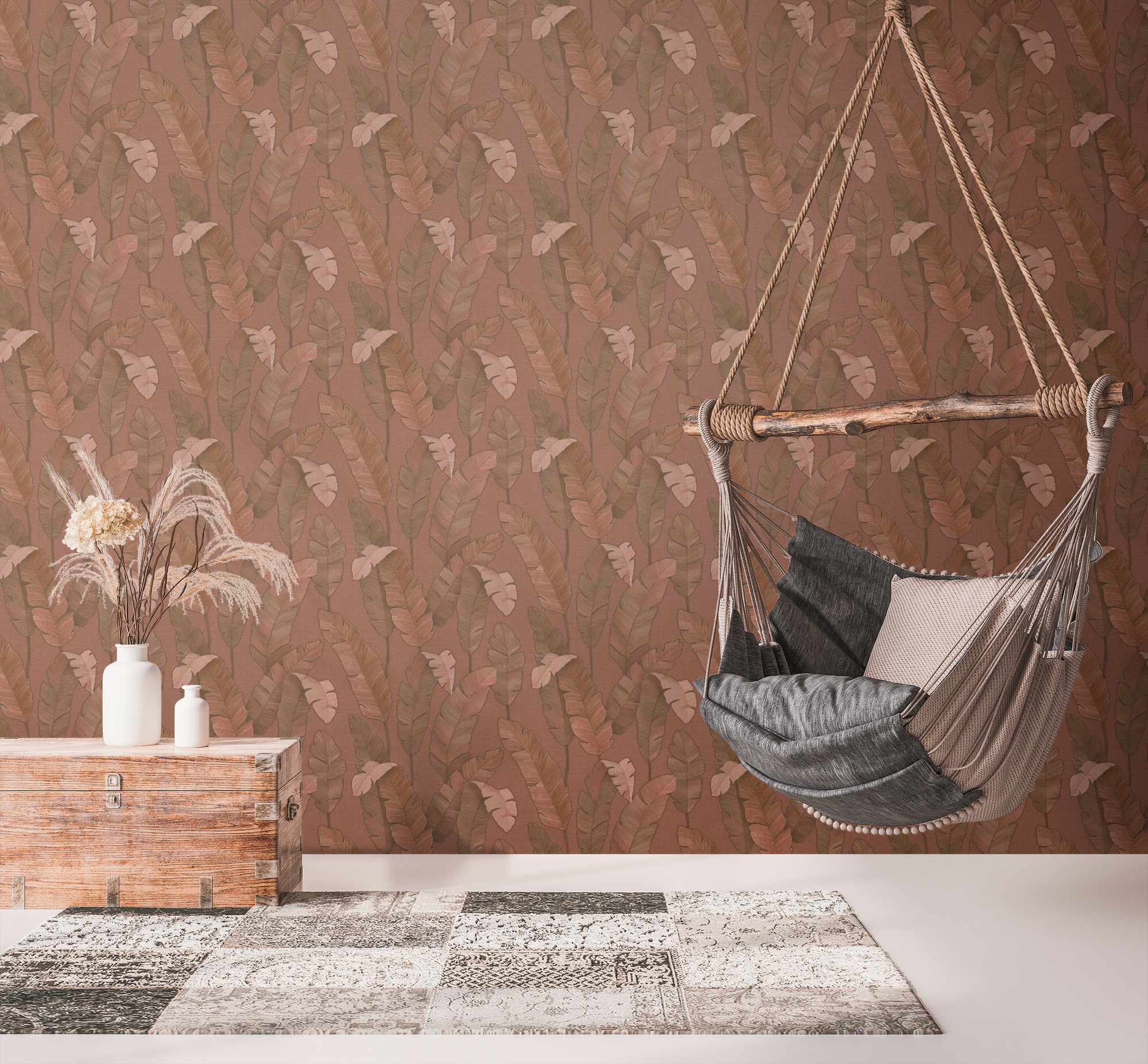 living walls Vliestapete »Metropolitan Stories. Travel Styles. Blättertapete«, matt-gemustert-neutral, Tapete Floral Modern Chic 3D-Effekt Strukturiert Elegant Tapeten Flur