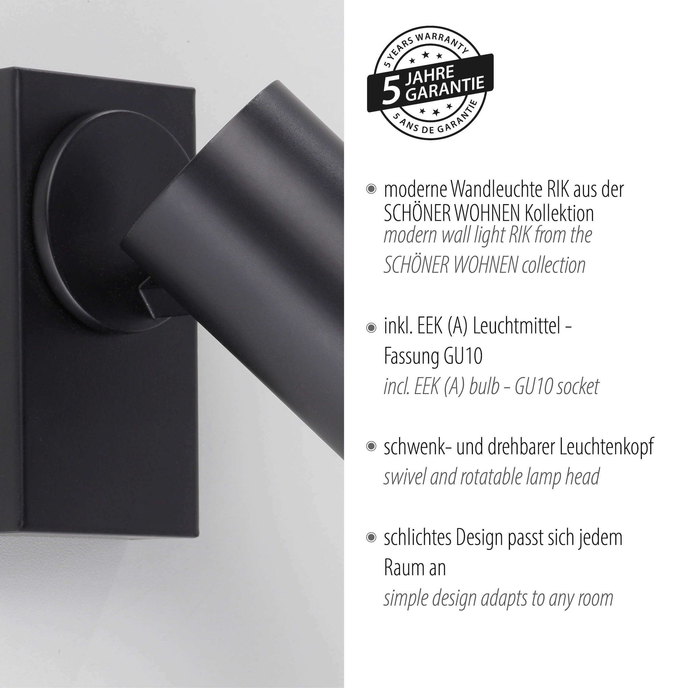 SCHÖNER WOHNEN-Kollektion LED Deckenleuchte »RIK« GU10 1 Stk. Warmweiß SCHÖNER WOHNEN Kollektion, dreh- und schwenkbar