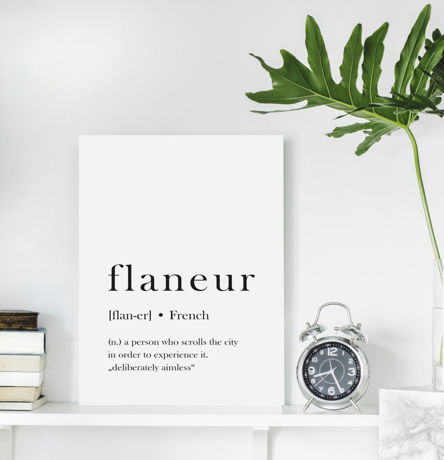 queence Acrylglasbild »flaneur« Schriftzug | Schwarz-Weiß | Sprüche | Sprüche & Texte Fine Art-Print in Galeriequalität