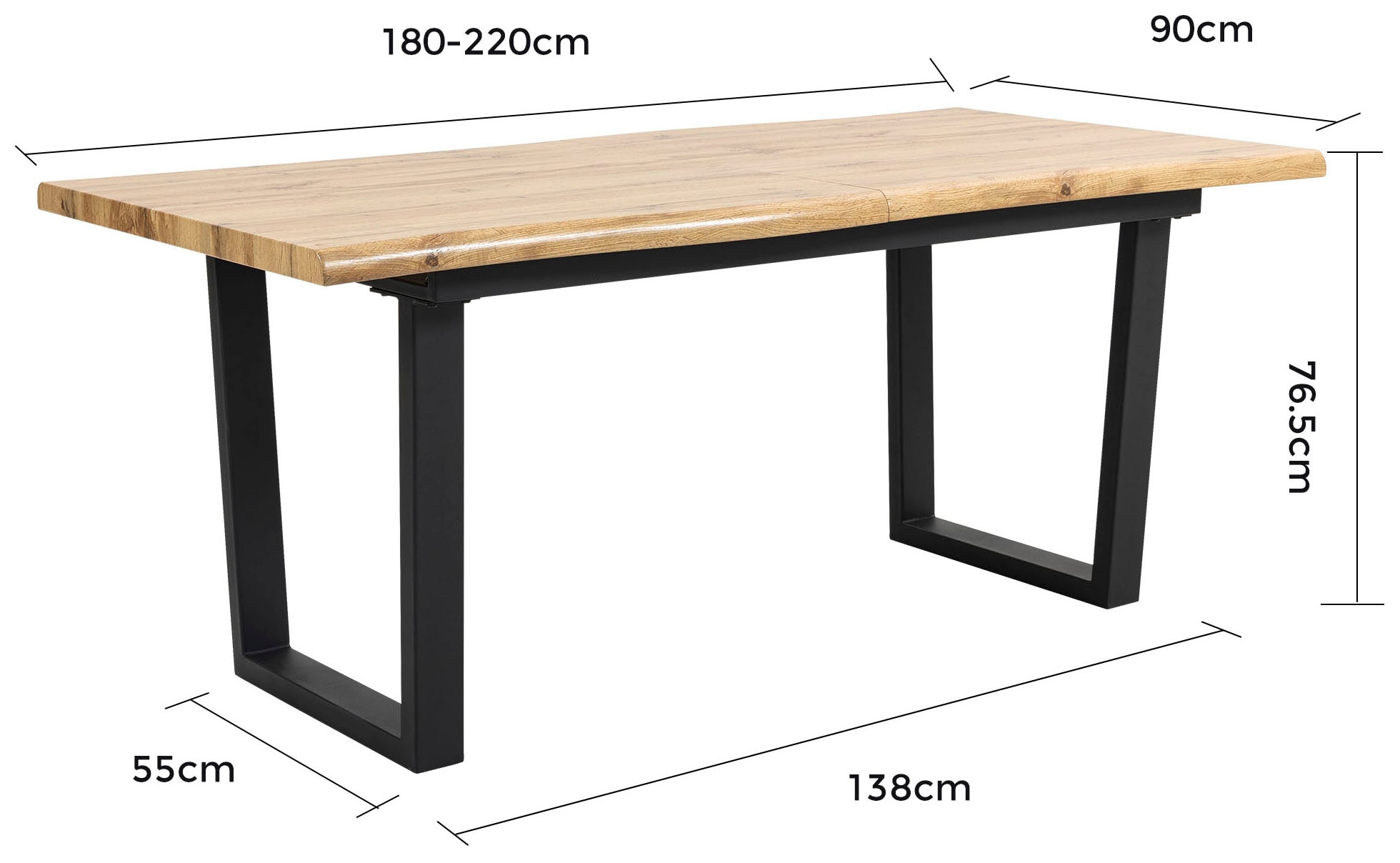 Duo Collection Esstisch »Ausziehtisch« 1 Stk. tlg. 1,80m - 2,20m, Baumkantenoptik, massives Kufengestell