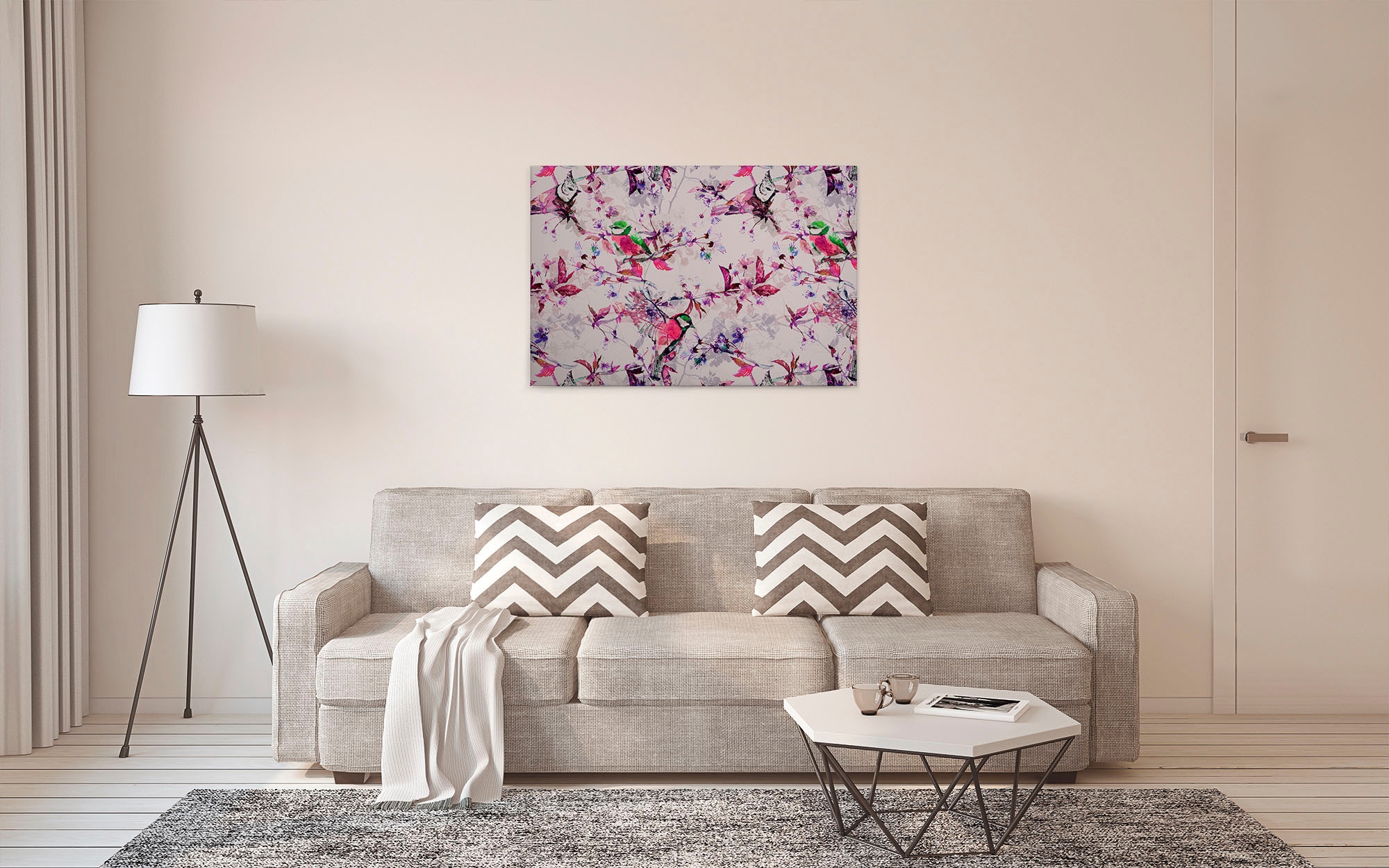A.S. Création Leinwandbild »songbirds«, Kunst-Vögel-Kinder, (1 St.), Keilrahmen Bild Floral Leinwand-Bild Wohnzimmer modern Wandbild Kinder