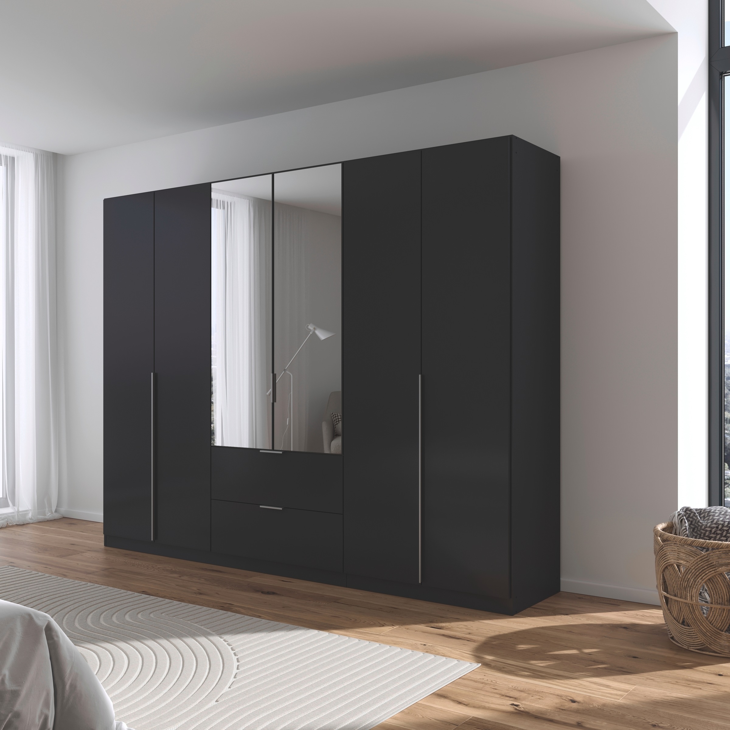 rauch Drehtürenschrank »Kleiderschrank Schrank Garderobe AGORDO mit Dekor- oder Hochglanzfront«, mit Außenschubkästen, in 6 Breiten und 2 Höhen MADE IN GERMANY