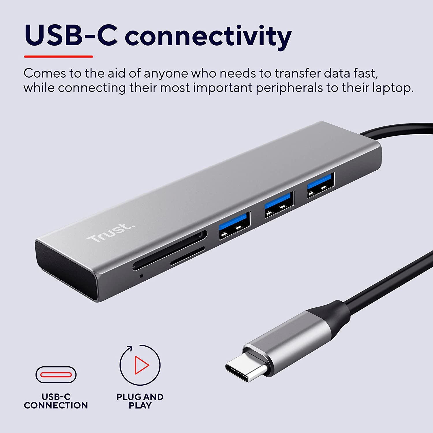 Trust Adapter »HALYX FAST USB-C HUB & CARD READER«, 15 cm
