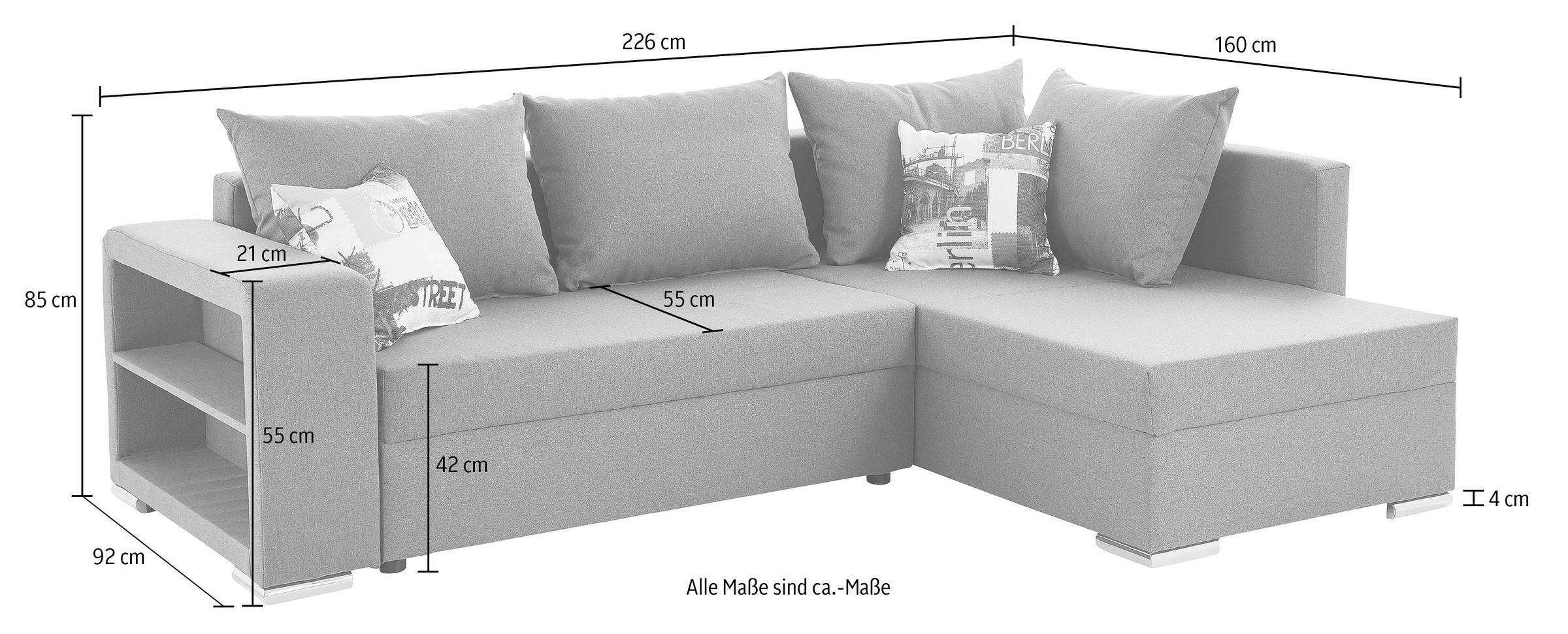 Bettfunktion, Bettkasten auf »John«, Regalarmteil Ecksofa mit Rechnung AB COLLECTION kaufen und