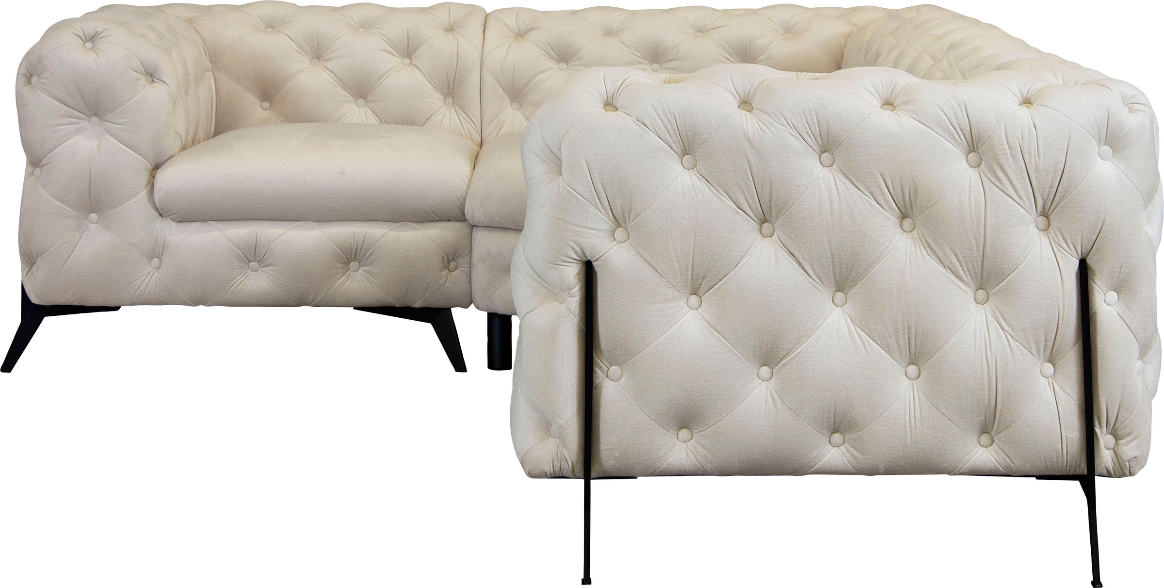 Leonique Chesterfield-Sofa »Amaury L-Form«, moderne Chersterfield-Optik, Breite 262 cm, Fußfarbe wählbar