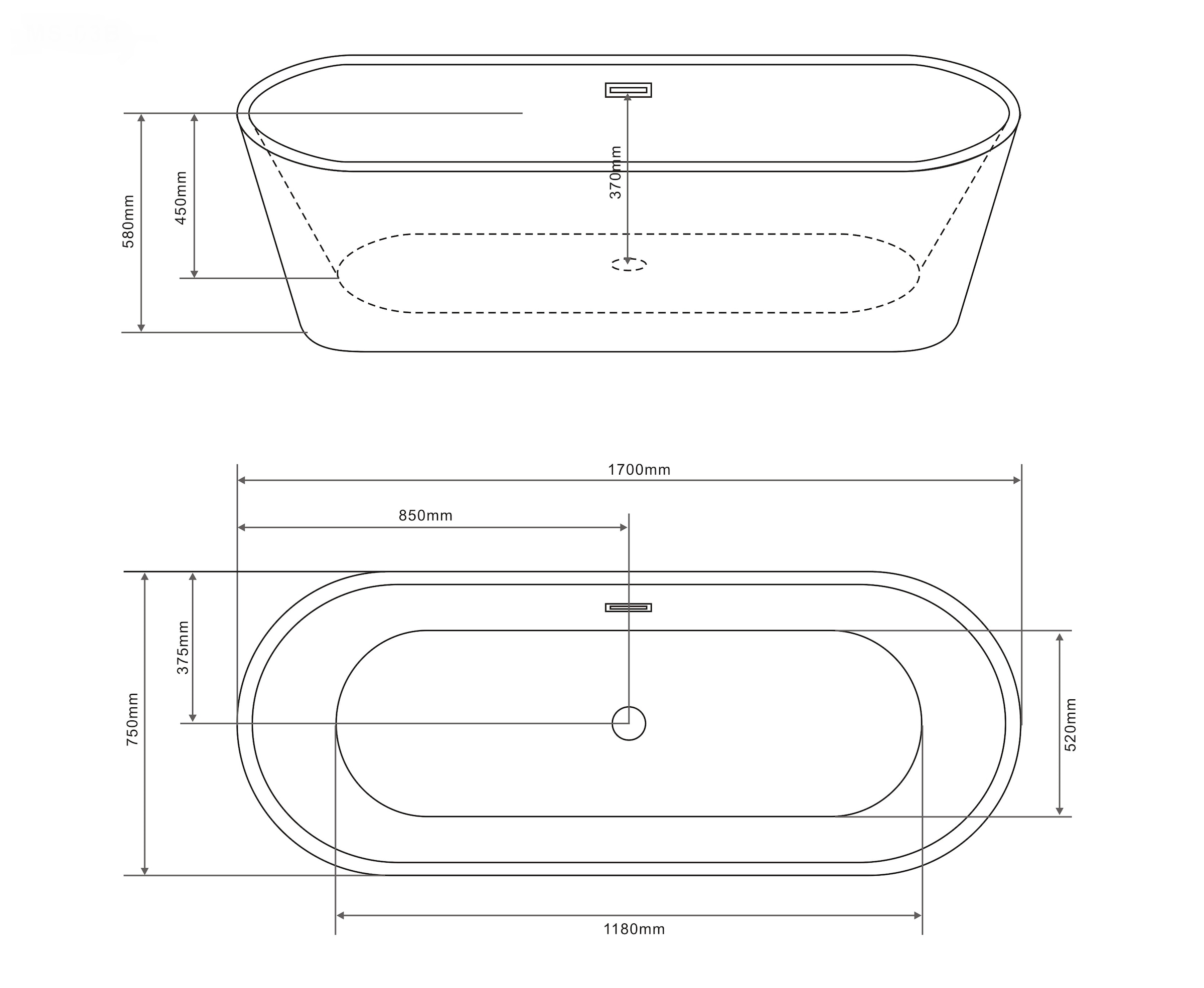 Sanotechnik Badewanne »RENO«, 170x75x58cm, aus Acryl
