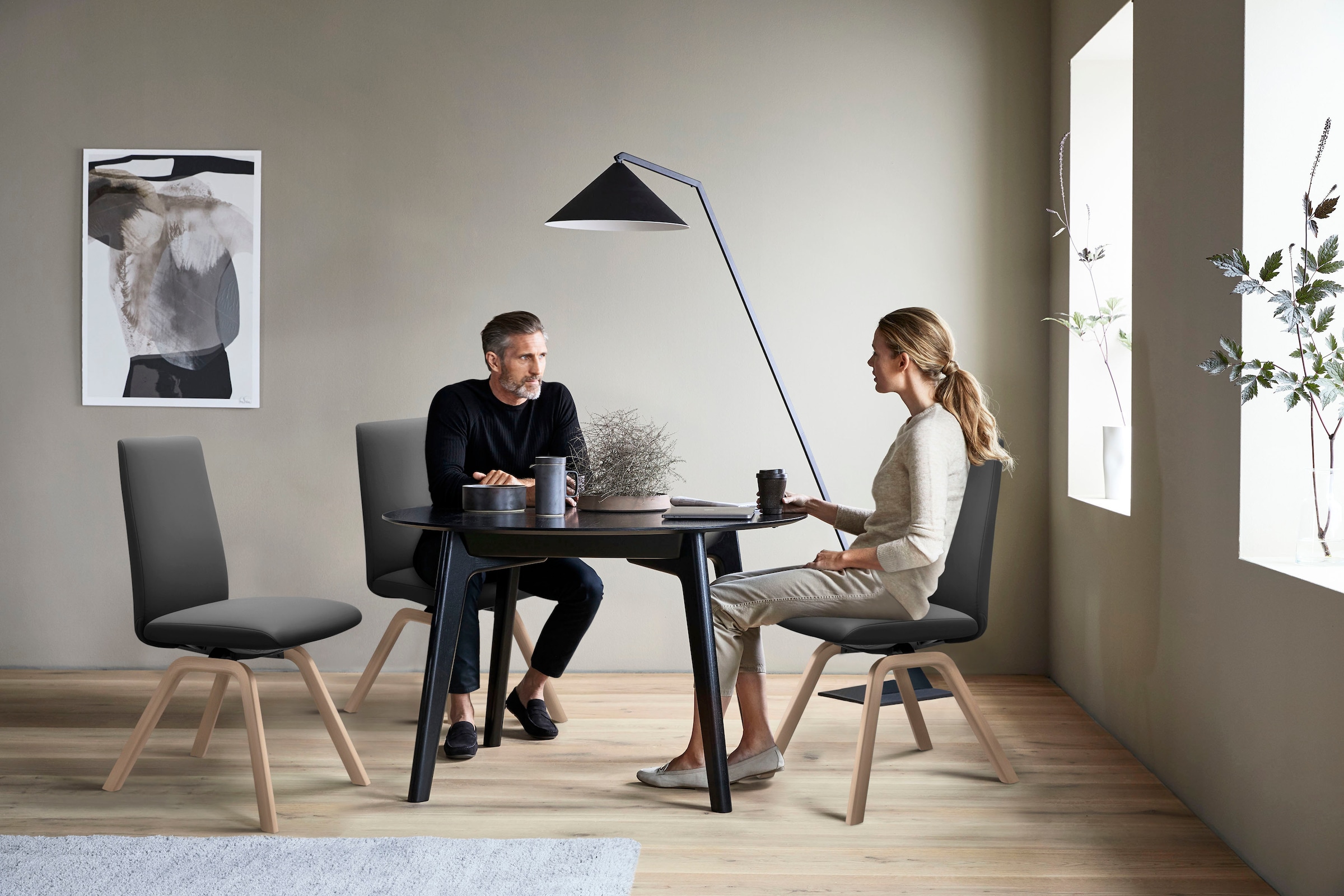 Stressless® Polsterstuhl »Laurel«, Leder BATICK, Low Back, Größe M, mit schräggestellten Beinen in Eiche gekalkt