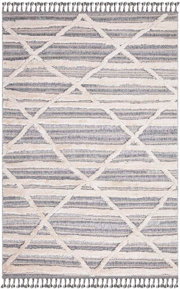 Carpet City Hochflor-Teppich »Valencia 810«, rechteckig, 20 mm Höhe, Läufer, Boho-Stil, 3D-Effekt, Raute, Hoch-Tief-Struktur, mit Fransen
