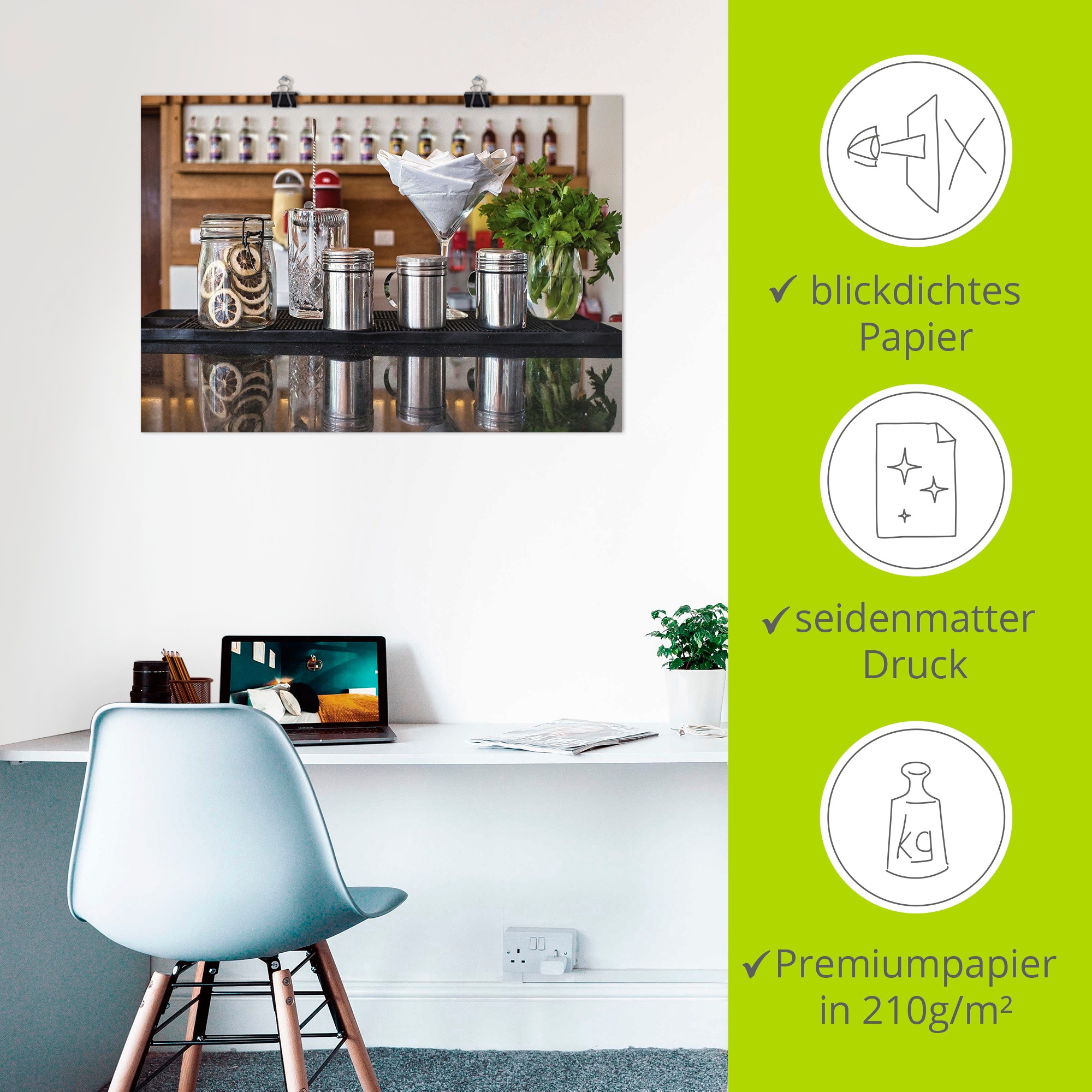 Artland Wandbild »Bartheke Cocktail Mixing«, Cocktail, (1 St.), als Leinwandbild, Poster in verschied. Größen