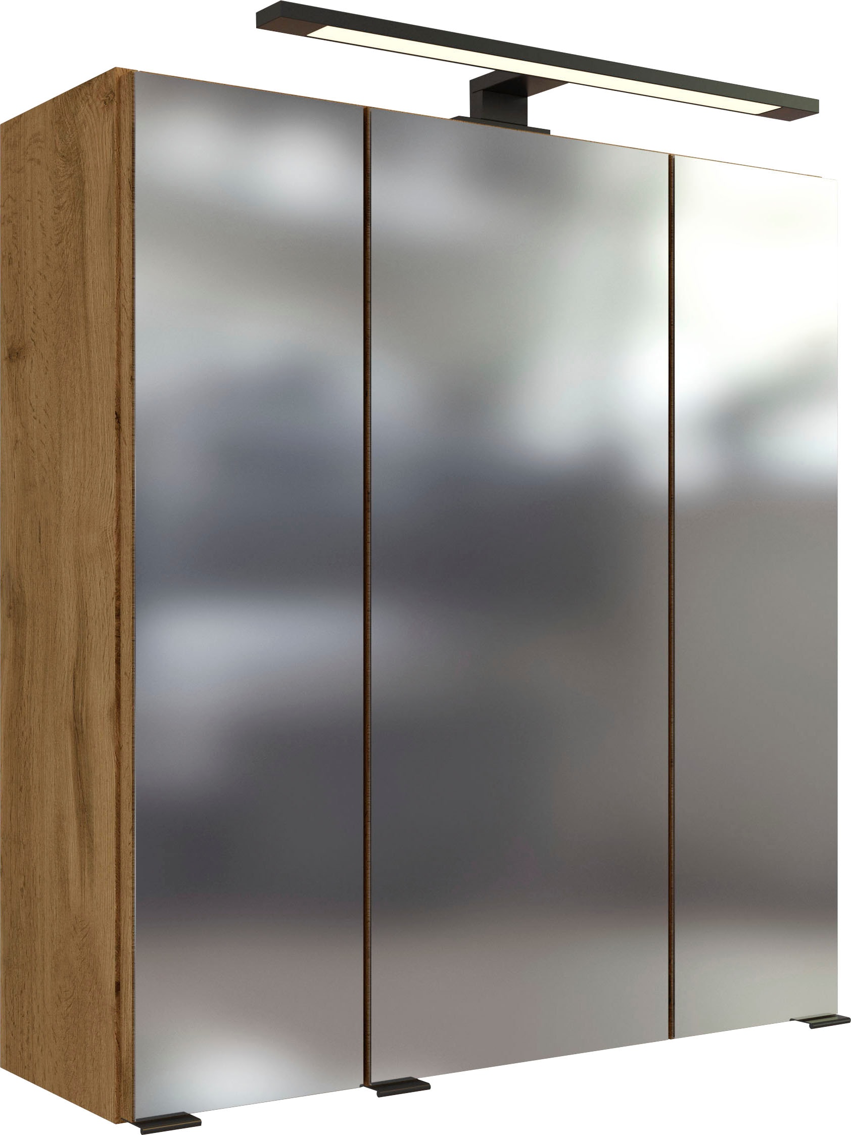welltime Badmöbel-Set »Chicago«, (5 St., Spiegelschrank, Waschtisch, Hängeschrank, Unterschrank, Midischrank)