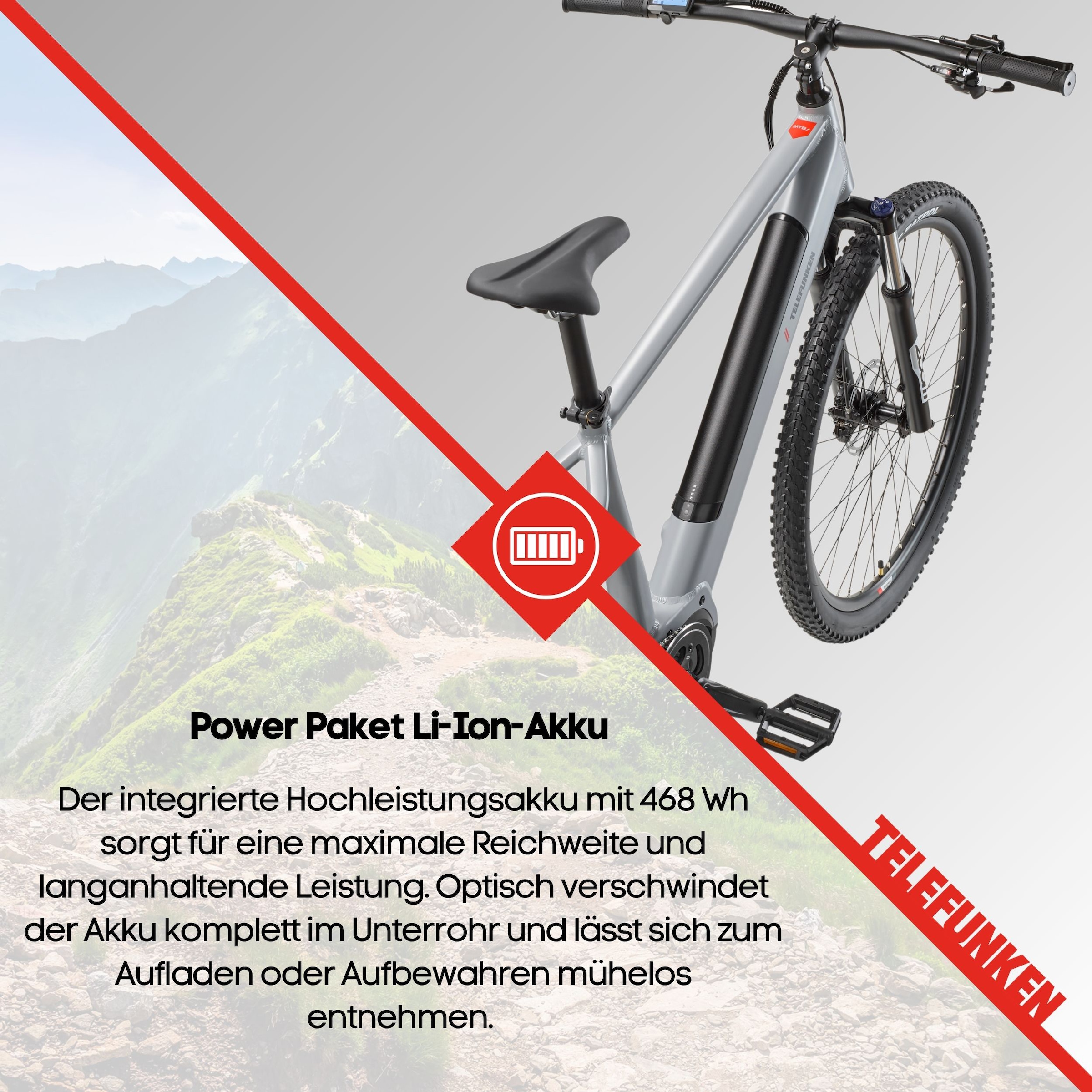 Telefunken »Aufsteiger MT925« 9 Gang Shimano Cues Schaltwerk Kettenschaltung Mittelmotor 250 W Pedelec, Elektrofahrrad, Damen u. Herren, E-MTB, Mountainbike, 29 Zoll