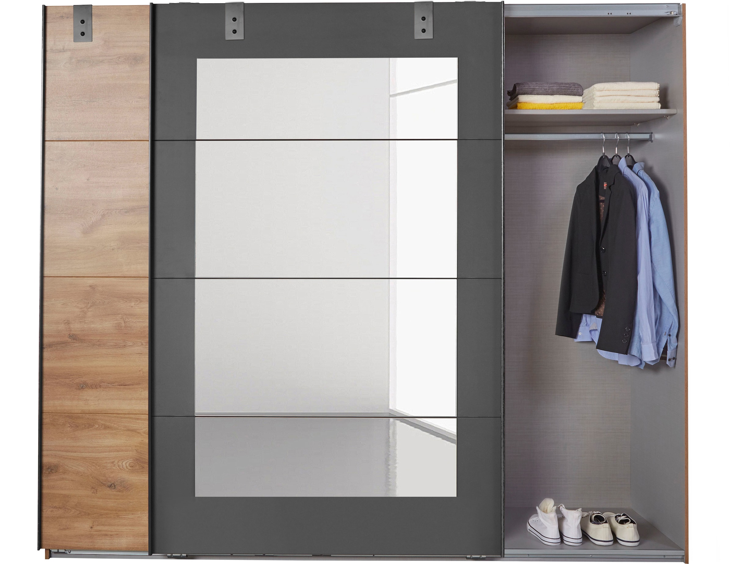 Wimex Schwebetürenschrank »Malmö, Kleiderschrank wahlweise mit oder ohne Spiegel«, Kleiderschrank im Industrial Design, 225 oder 270cm breit