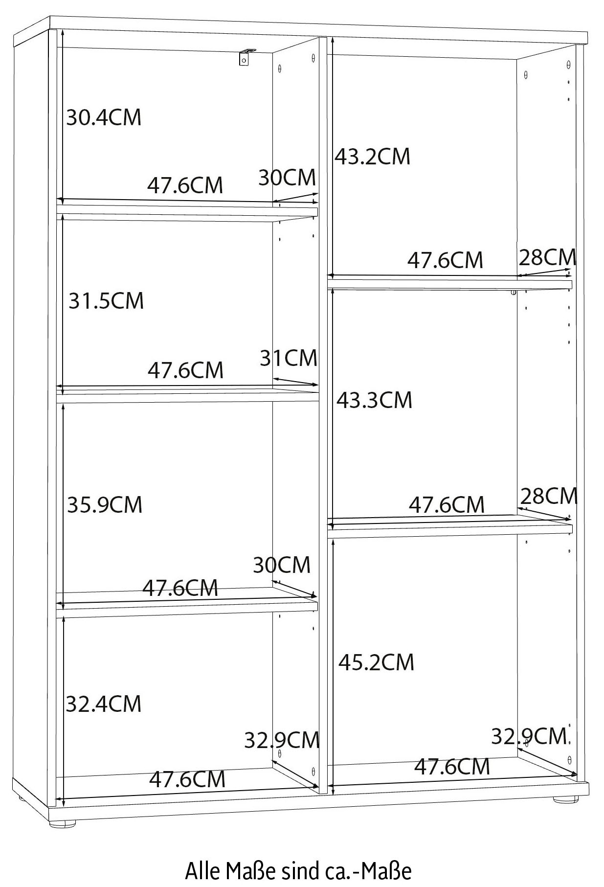 FORTE Vitrine »Chesapeak Highboard inkl. Beleuchtung, 1 Glastür, Höhe 140 cm«, (B/H/T 99,9/140,7/34,8 cm), Highboardvitrine, Glastür, Beleuchtung inklusive, Höhe 140 cm