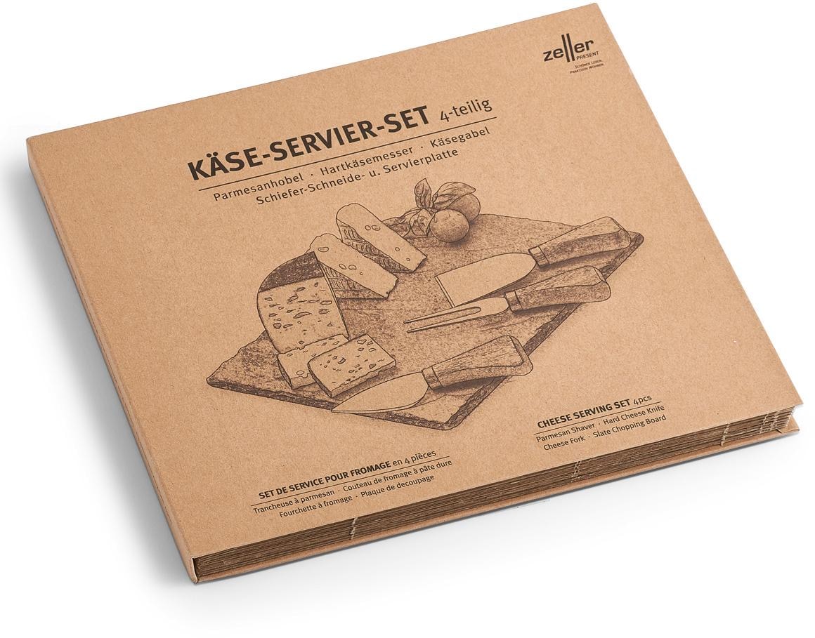 Zeller Present Käsebrett, (Set), vierteilig in Geschenkbox