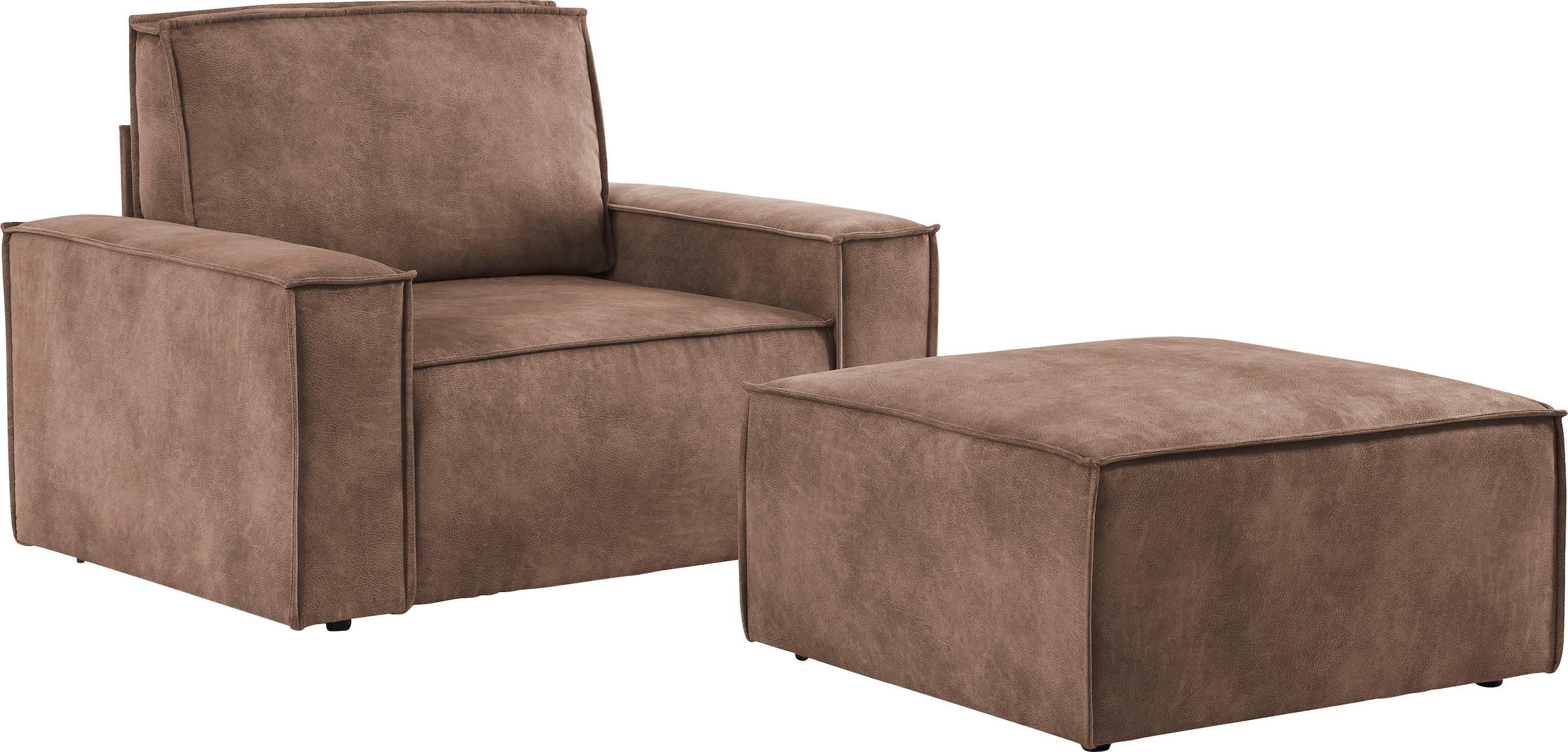 Home affaire Sessel »SHERWOOD«, Loveseat und Hocker im Set, passend zur Polster-Serie SHERWOOD