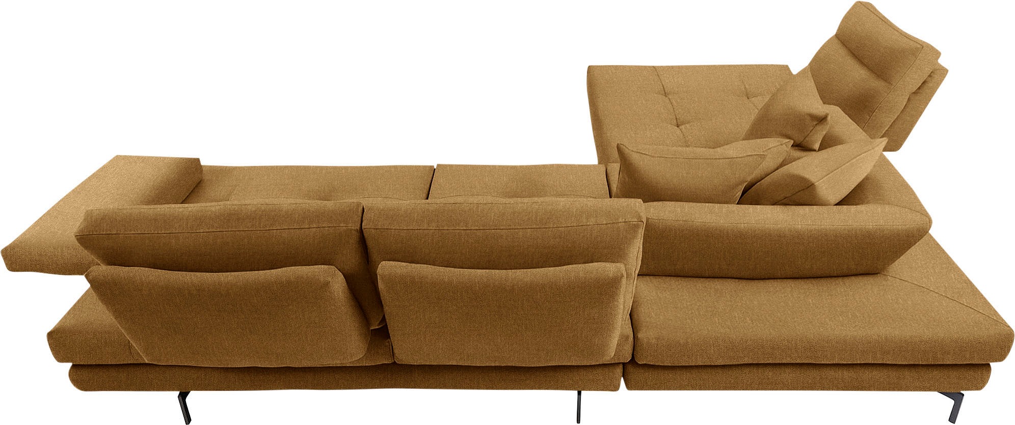 CALIA ITALIA Ecksofa »Toby Wing, Komfortsofa mit Sitzkomfort der Extraklasse, L-Form«, Sitztiefenverstellung, wahlw. mit Kissen-Set,Füße schwarz matt