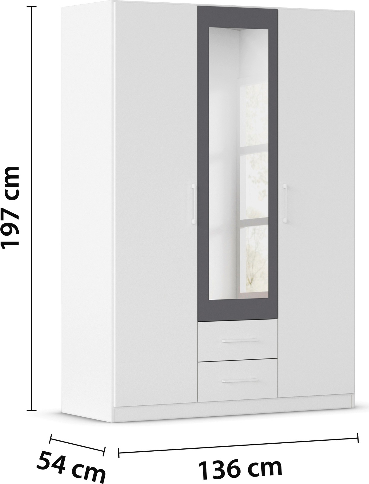 rauch Drehtürenschrank »Kleiderschrank Schrank Garderobe KREFELD optional mit Spiegel«, mit 3 Griff-Varianten, inkl. praktischen Schubladen MADE IN GERMANY