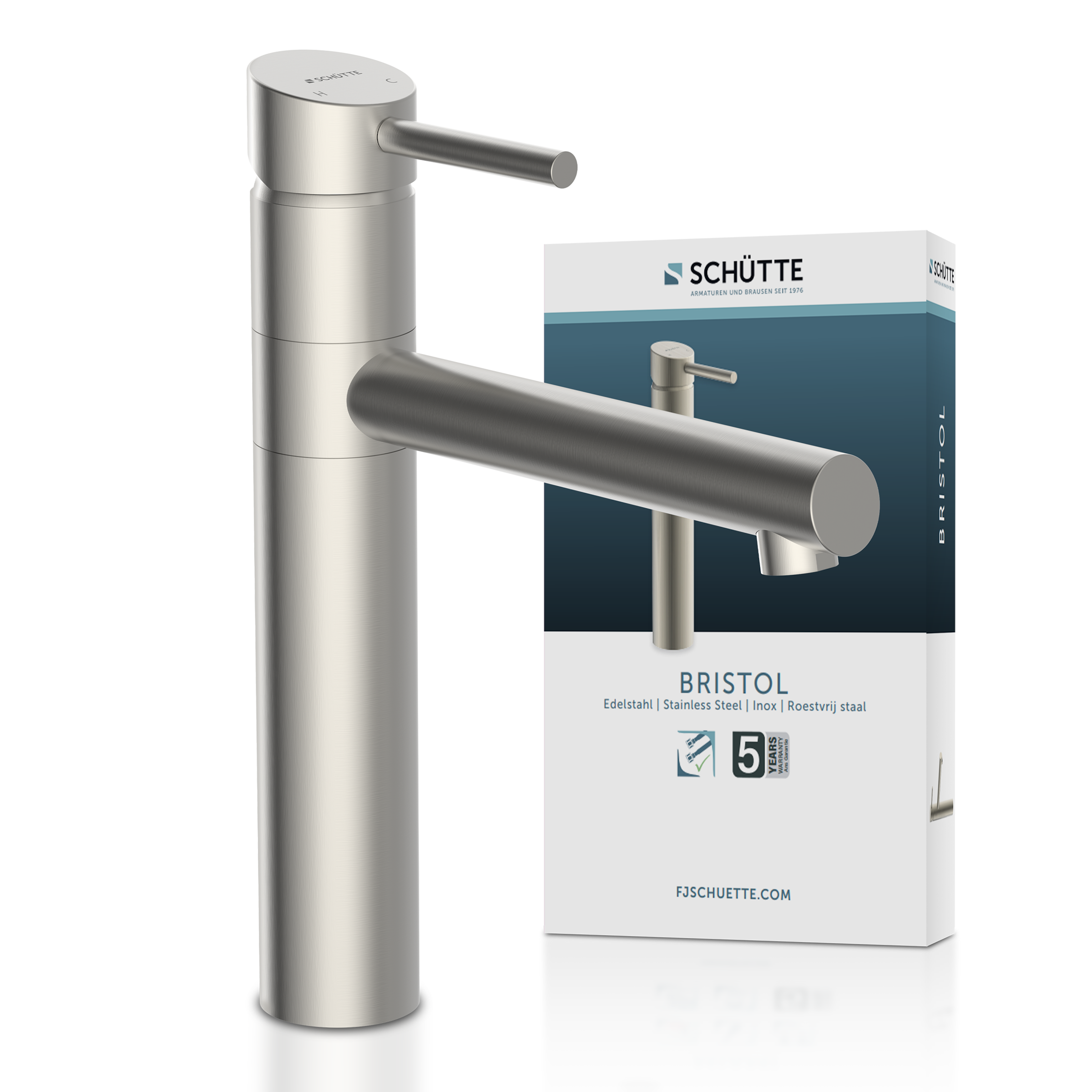 Schütte Spültischarmatur »BRISTOL« Edelstahl massiv, 360° schwenkbarer Wasserhahn, Mischbatterie Küche