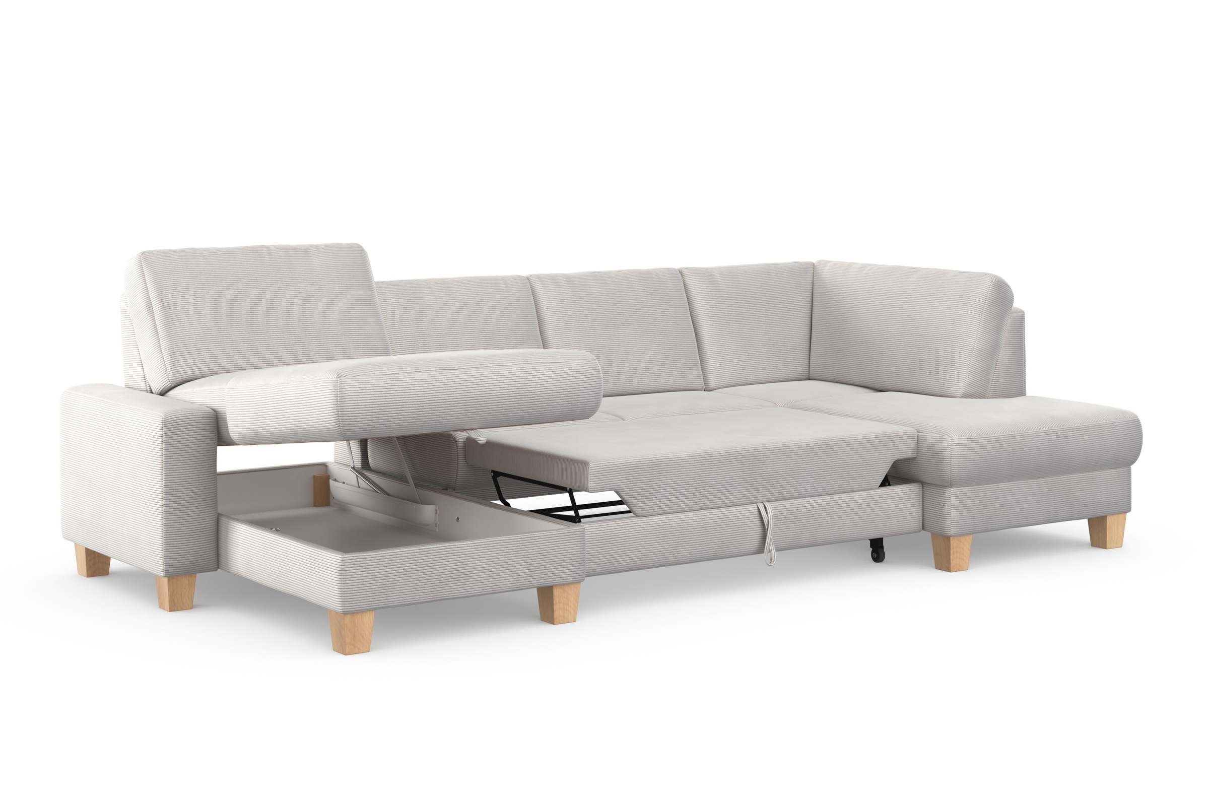 Home affaire Wohnlandschaft »Summer U-Form«, mit oder ohne Bettfunktion und Bettkasten, Cord-Bezug