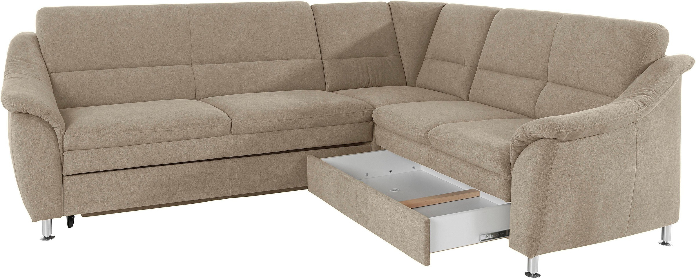 Places of Style Ecksofa »Cardoso L-Form«, Federkern, wahlweise mit Bett, Schubkasten, teilweise Relaxfunktion