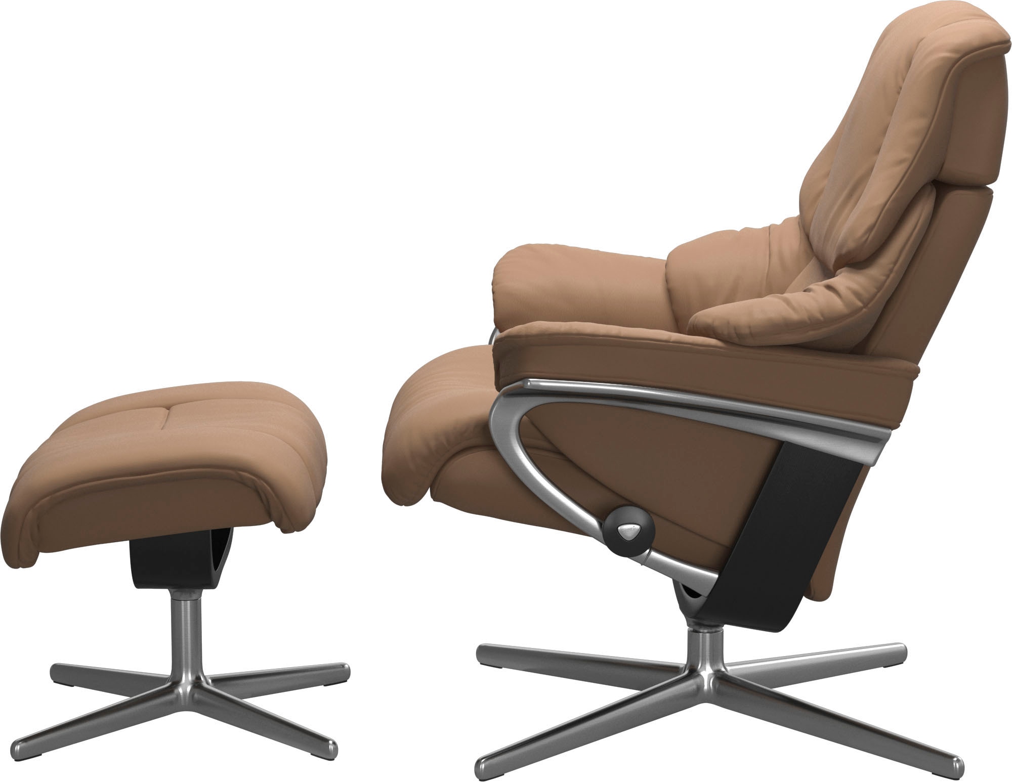 Stressless® Relaxsessel »Reno«, (Set, Relaxsessel mit Hocker), mit Hocker, mit Cross Base, Größe S, M & L, Holzakzent Schwarz
