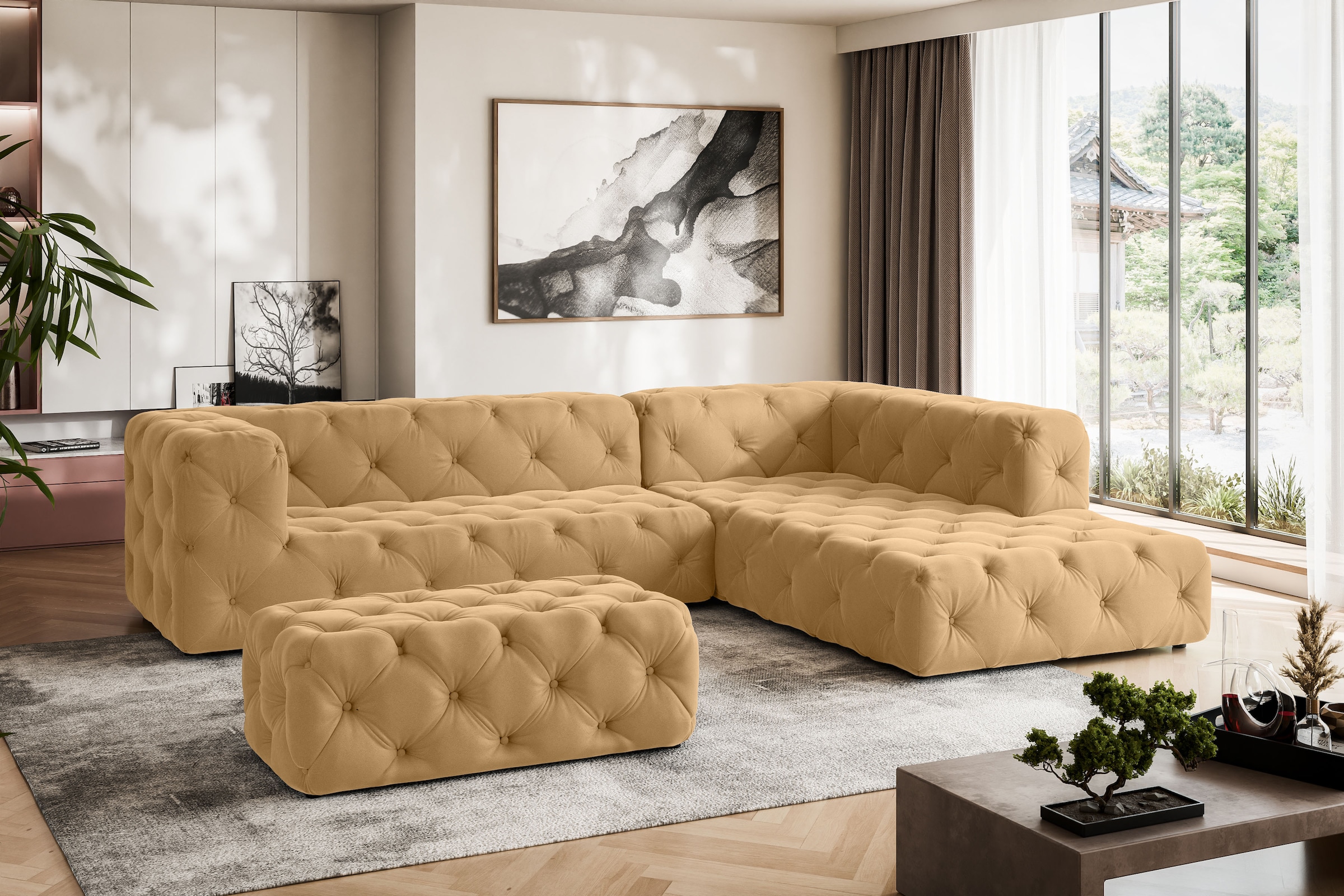 Places of Style Ecksofa »FOLLINA«, L-Form, mit klassischer Chesterfield-Kno günstig online kaufen