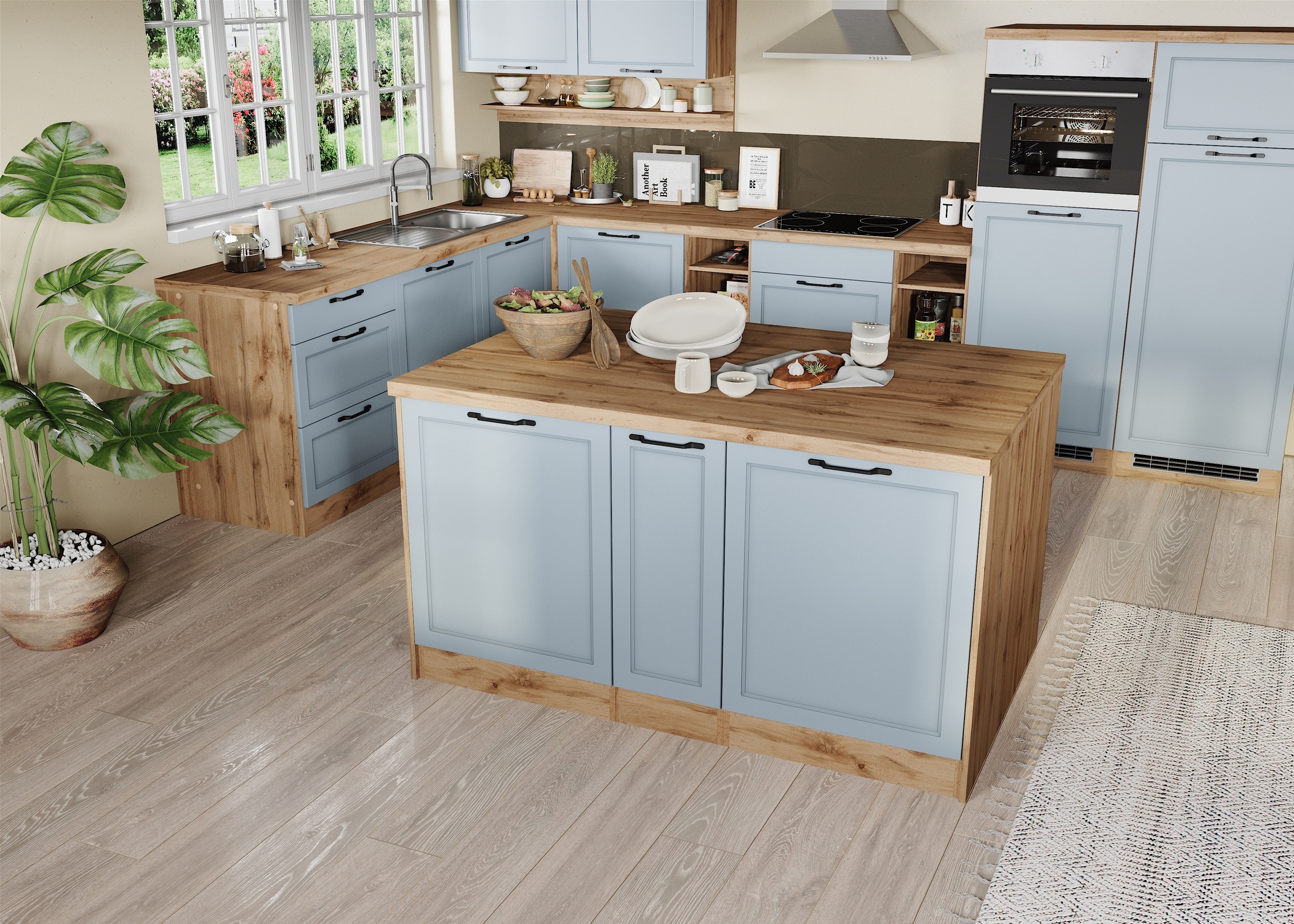 KOCHSTATION Kücheninsel »KS-Lana, Breite 153 cm«, MDF-Fronten, Arbeitsplatte 38mm stark