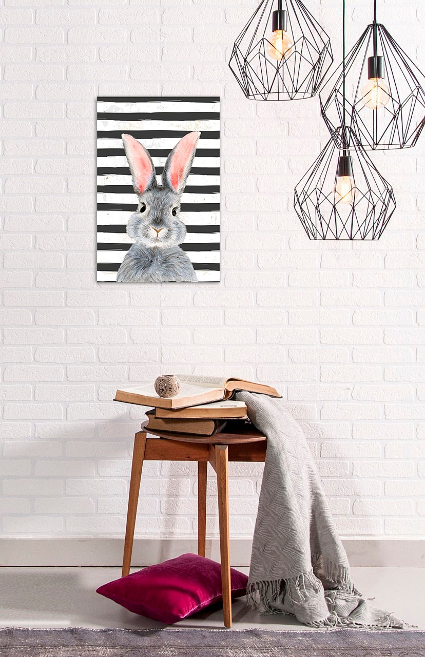 queence Metallbild »Gabrine«, Hase, (1 St.), Stahlschild, Blechschild, Hase, niedlich, Wanddeko