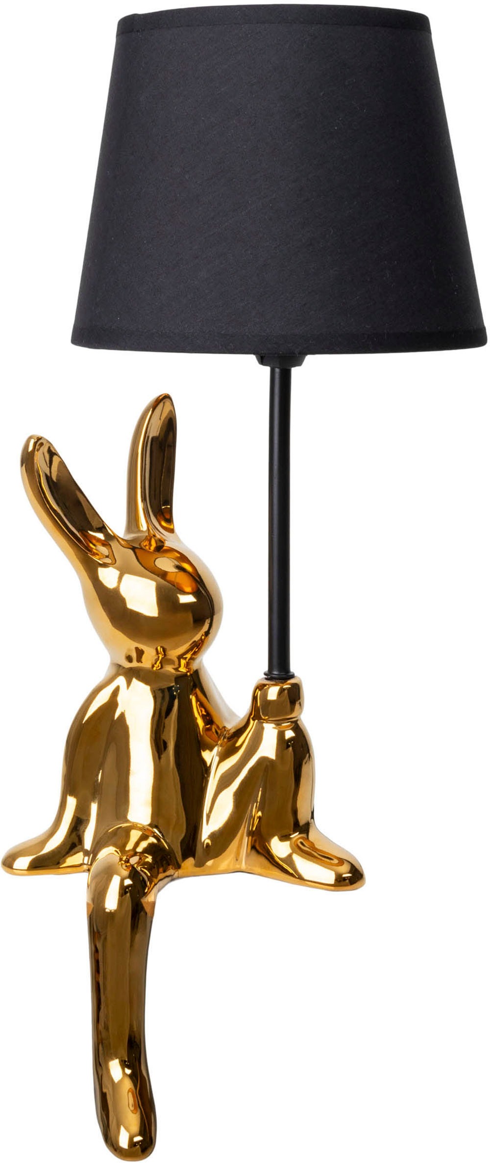 näve Tischleuchte »Helge Hase«, 1 flammig, Leuchtmittel E14 | ohne Leuchtmittel, Osterhase, Keramikfuß, Textilschirm schwarz, Ostern, Tischlampe