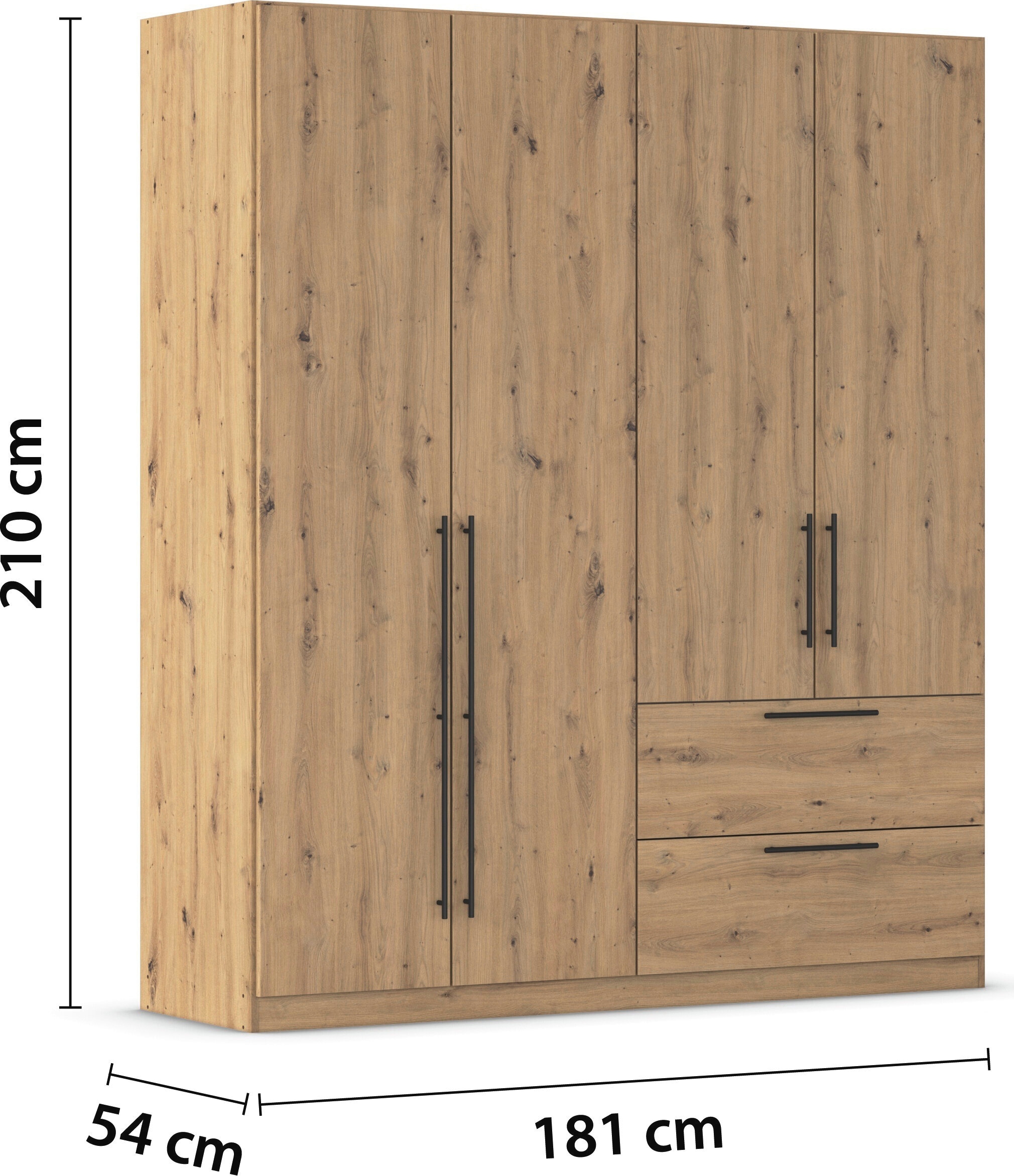 rauch Kleiderschrank »Drehtürenschrank Schrank Garderobe Wäscheschrank Schlafzimmer AVOLA«, (in 3 verschiedenen Ausstattungen BASIC/CLASSIC/PREMIUM), mit hochwertigen Stangengriffen in Schwarz aus Metall MADE IN GERMANY