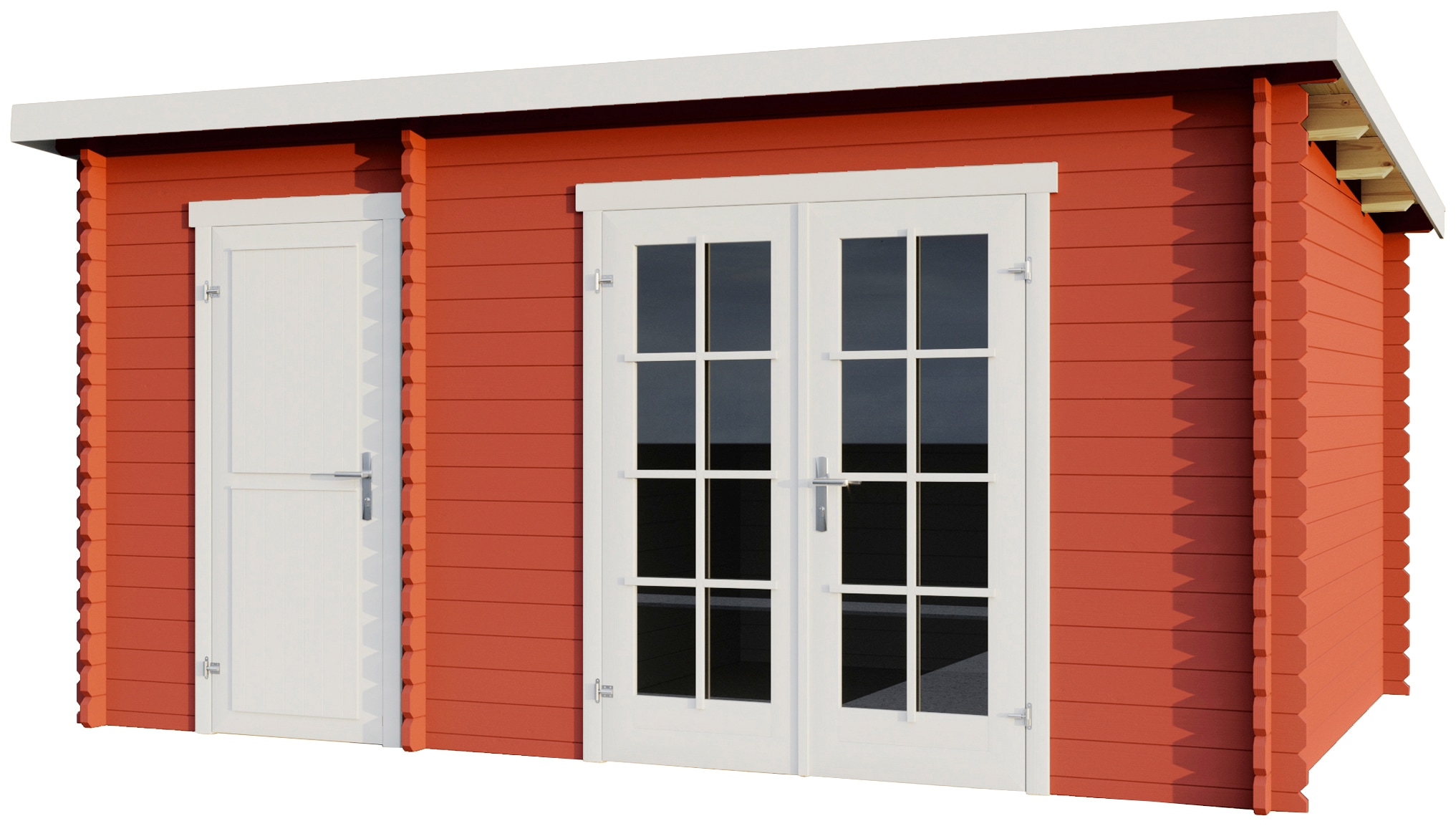 LASITA MAJA Gartenhaus »Belmont 2«, Blockbohlenhaus 34mm 2-Raum, Fundamentmass 4250x2800, Schwedenrot