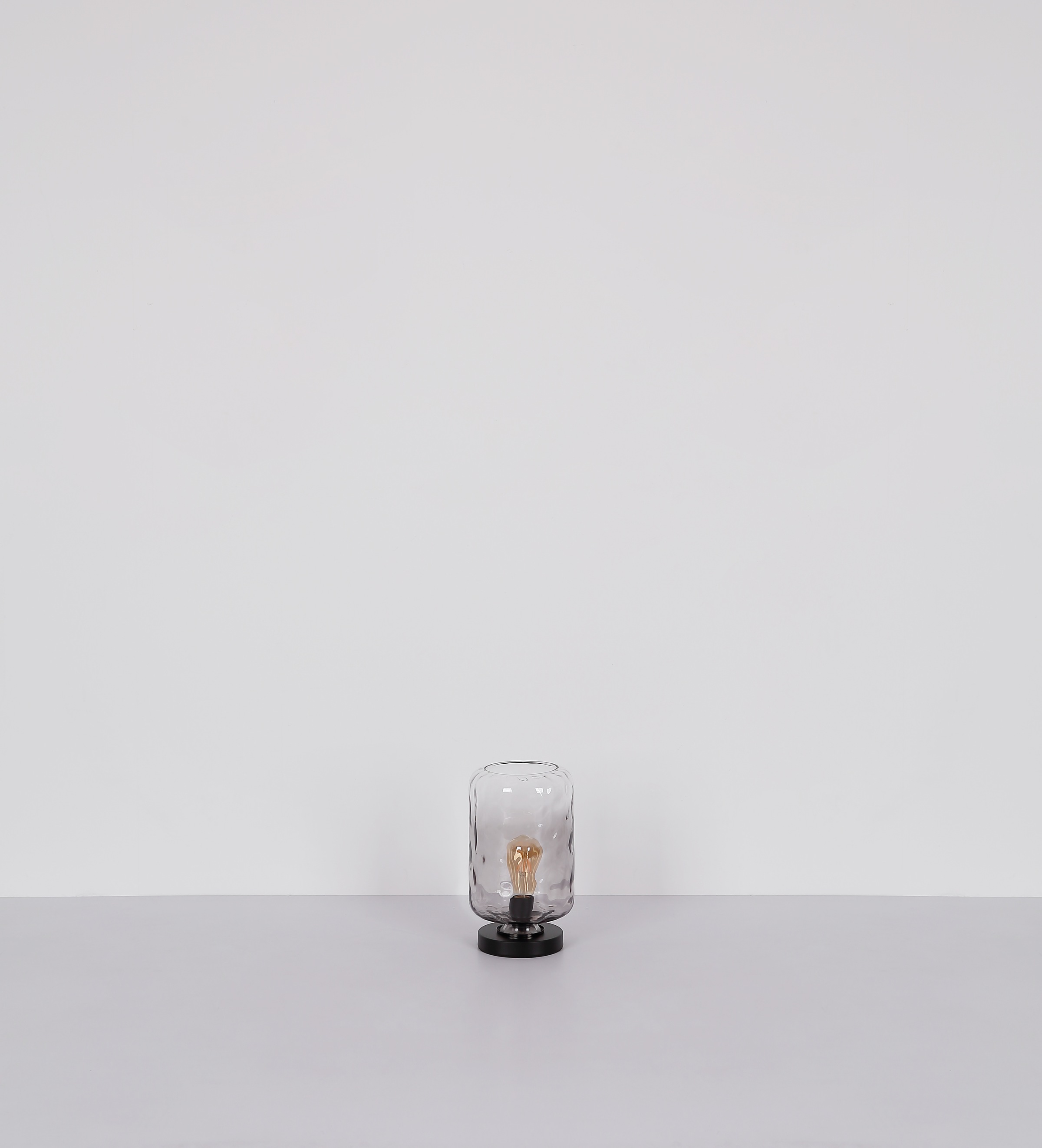 GLOBO LIGHTING Tischleuchte »DARINA«, Leuchtmittel E27 | ohne Leuchtmittel, Tischlampe/schwarz/Glas rauchfarben/Wohnzimmer/Schlafzimmer