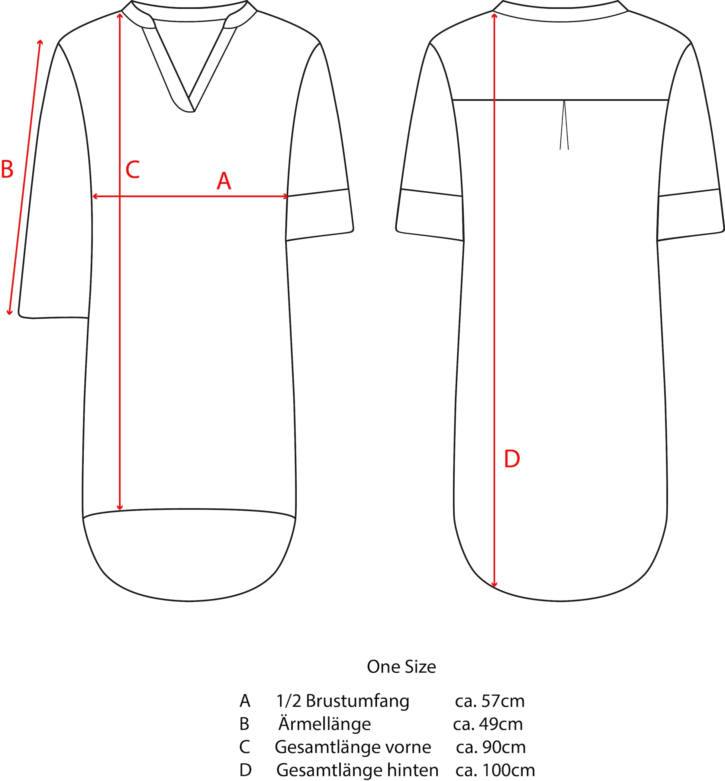 Zwillingsherz Schlupfbluse »"Rom"« verlängerte Rückenpartie, V-Neck, Turn-Up Ärmel, Musselin