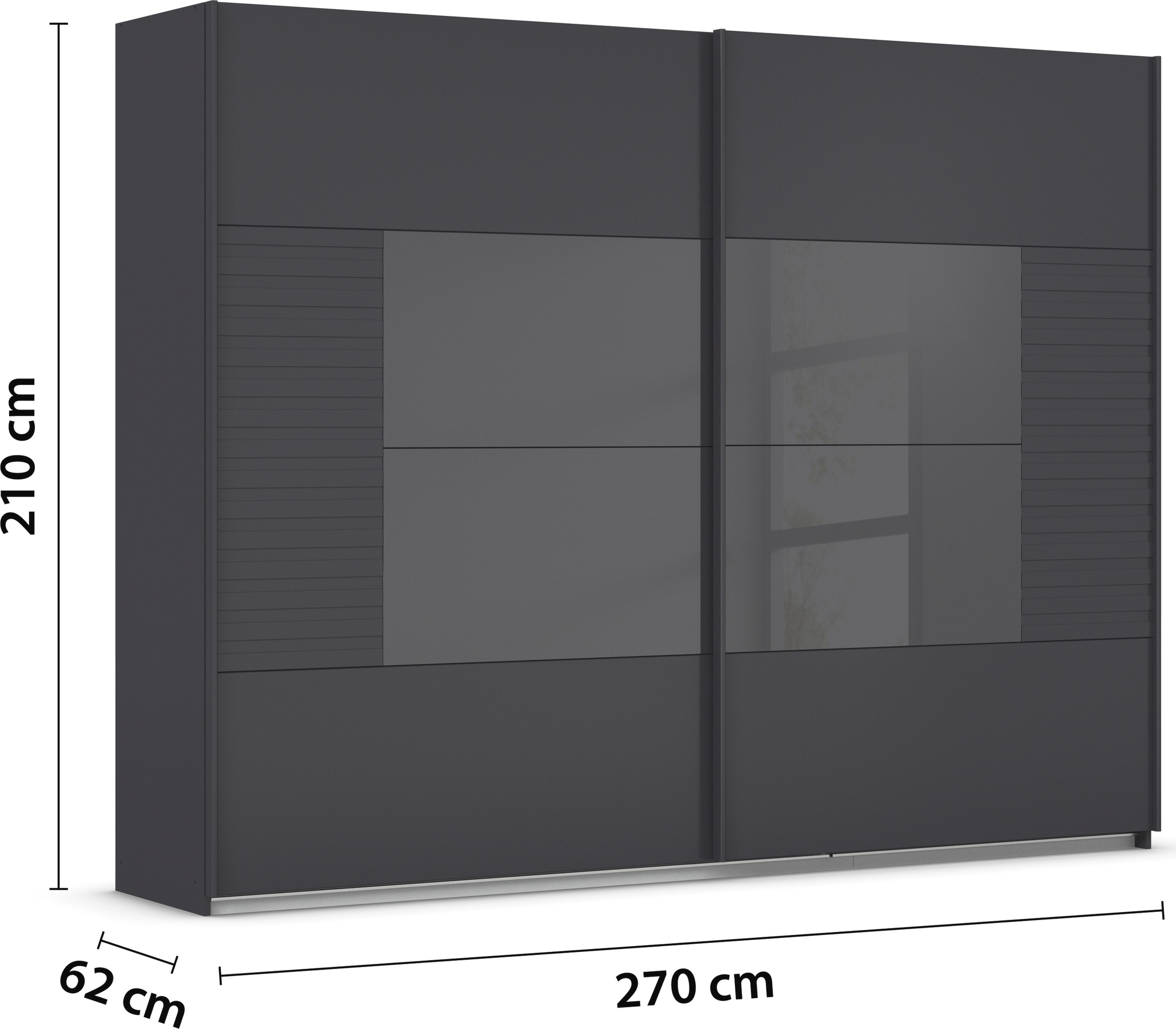 rauch Schwebetürenschrank »Kleiderschrank Schrank Garderobe Schlafzimmerschrank RUGA«, Auflagen in moderner Lamellen-Optik, mit Glasauflagen MADE IN GERMANY