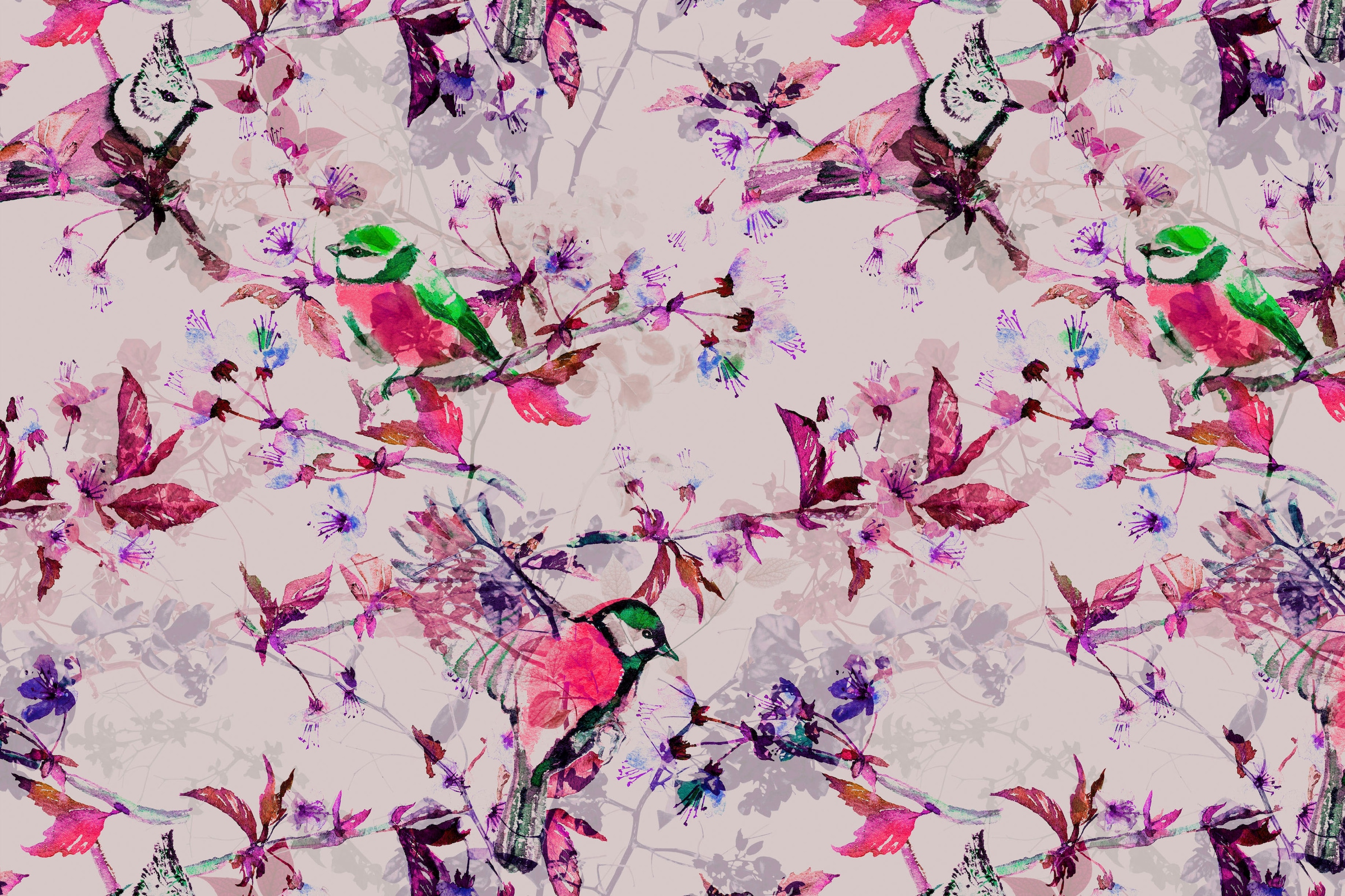 A.S. Création Leinwandbild »songbirds«, Kunst-Vögel-Kinder, (1 St.), Keilrahmen Bild Floral Leinwand-Bild Wohnzimmer modern Wandbild Kinder