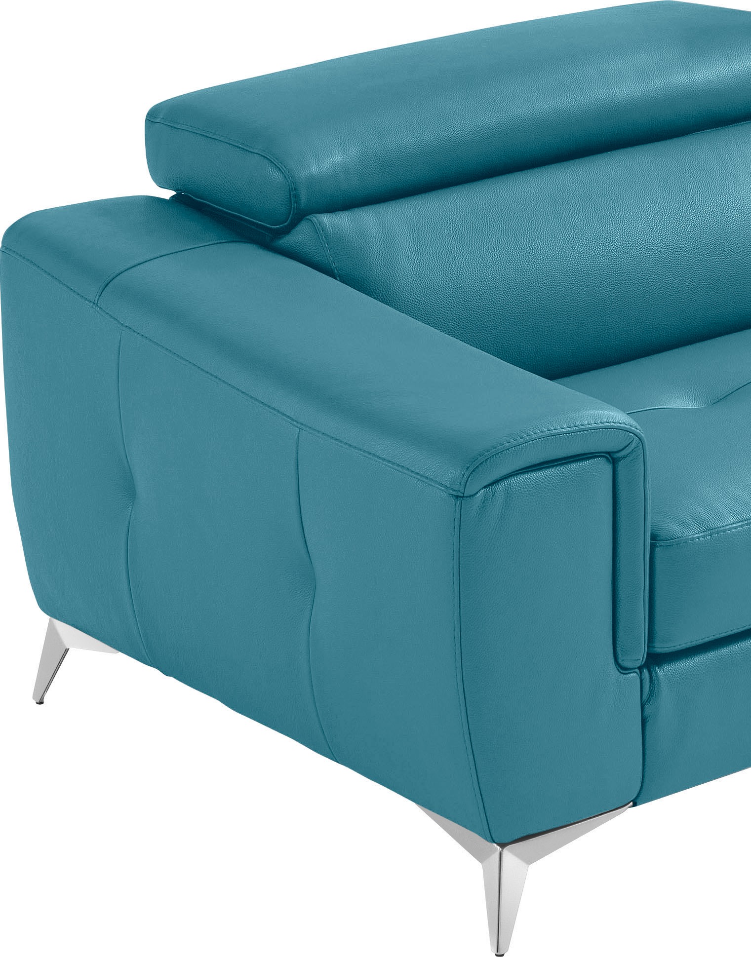 Egoitaliano 2,5-Sitzer »Francine, Designsofa, Loungesofa, Breite 213 cm, Fußfarbe chrom«, Designfuß, Leder BULL, türkis