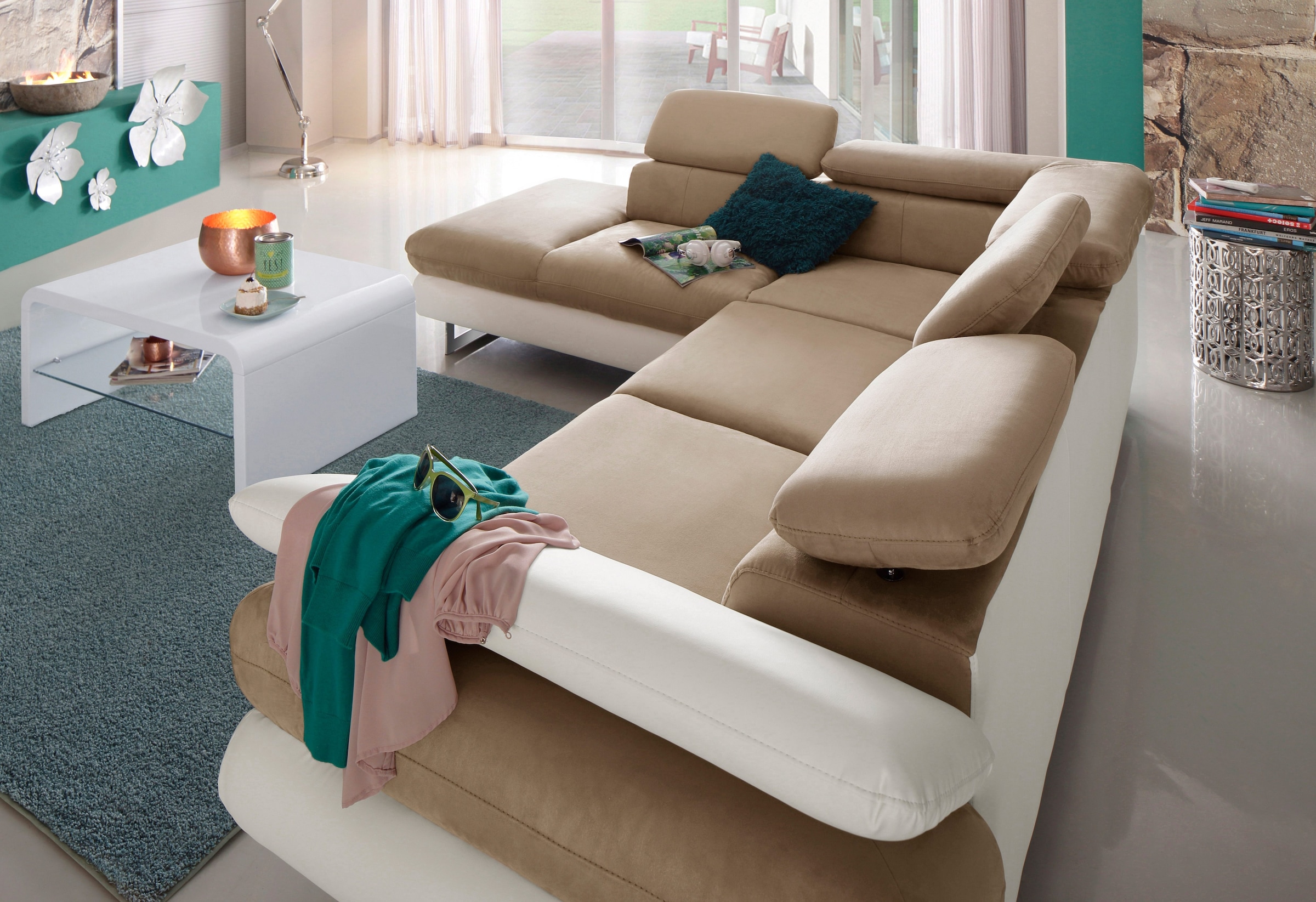 COTTA Ecksofa »Solution L-Form« mit Arm- & Kopfteilverstellung, wahlweise m günstig online kaufen