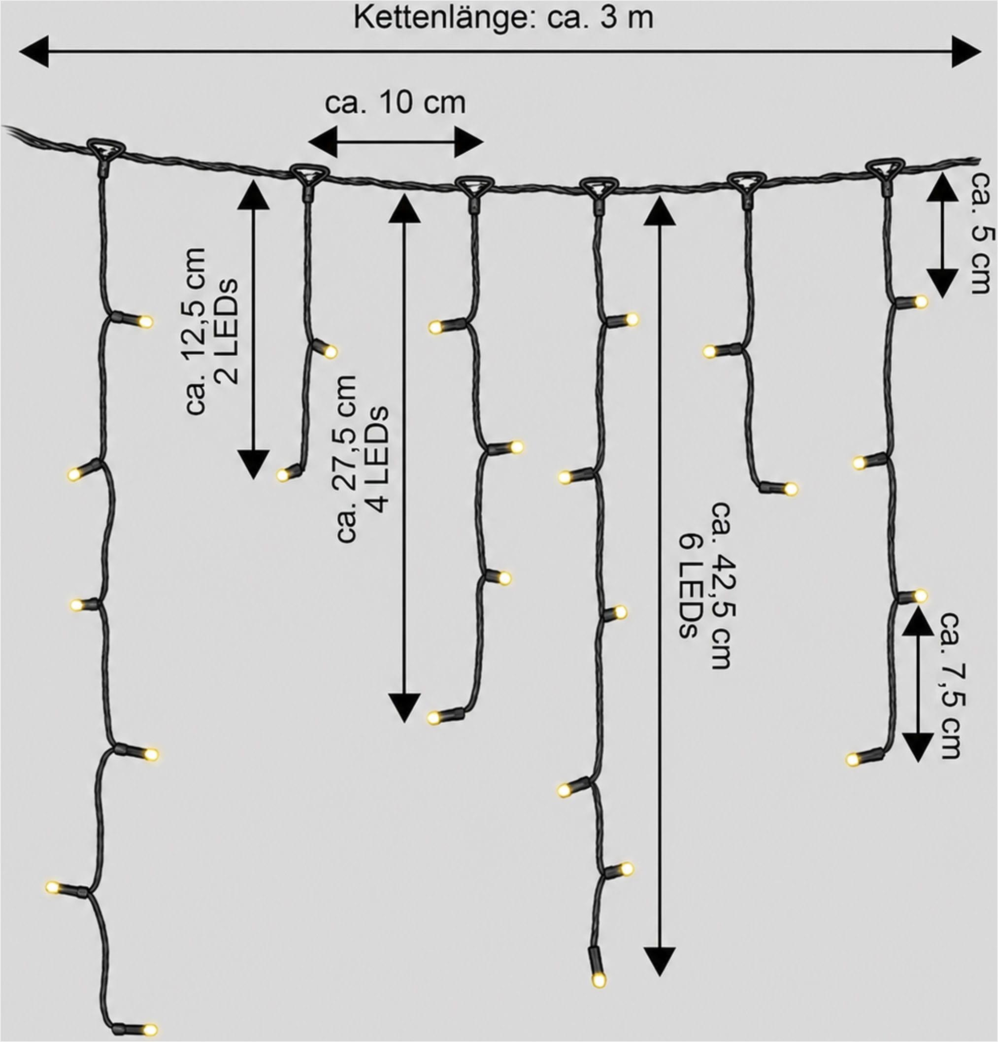 OTTO home LED-Lichterkette »in 3/6/12/18 u. 24 m Länge, Outdoor Indoor, Lichtfunktionen, Garten« warmweiß, 8 Modi, 6/18h Timer, schwarz o. weiß, außen, innen