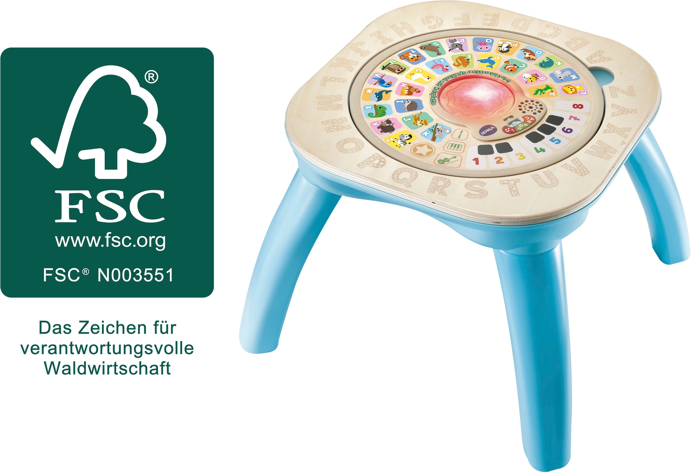 Vtech® Spieltisch Vtech weltweit - Sound; Wald kaufen Baby, 2-in-1«, Interaktiver schützt »Holzspielzeug, - Spieltisch mit FSC®