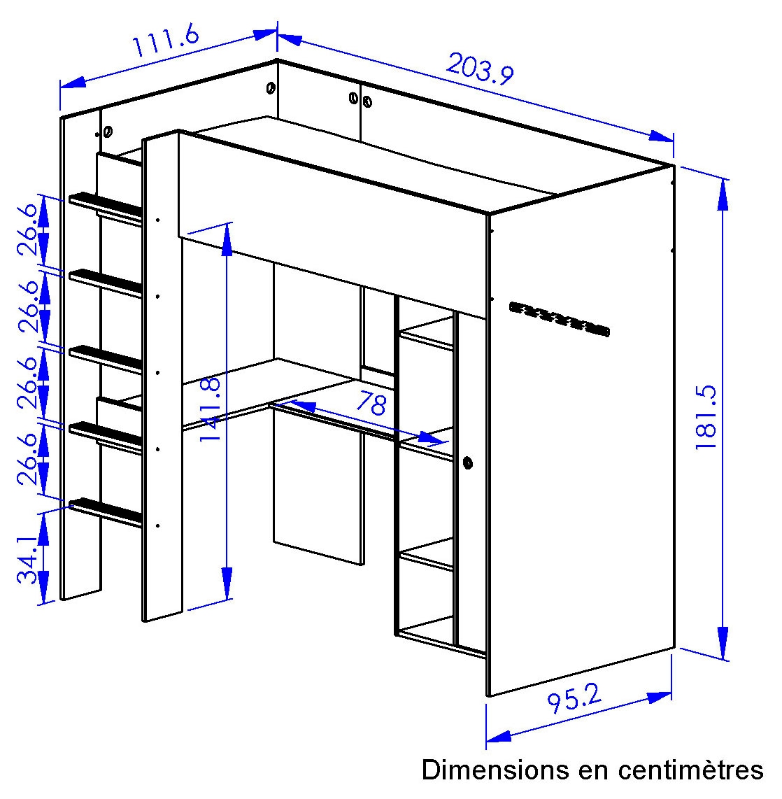 Gami Hochbett »MATIS Hochbett« Platzersparnis, super praktisch und funktional